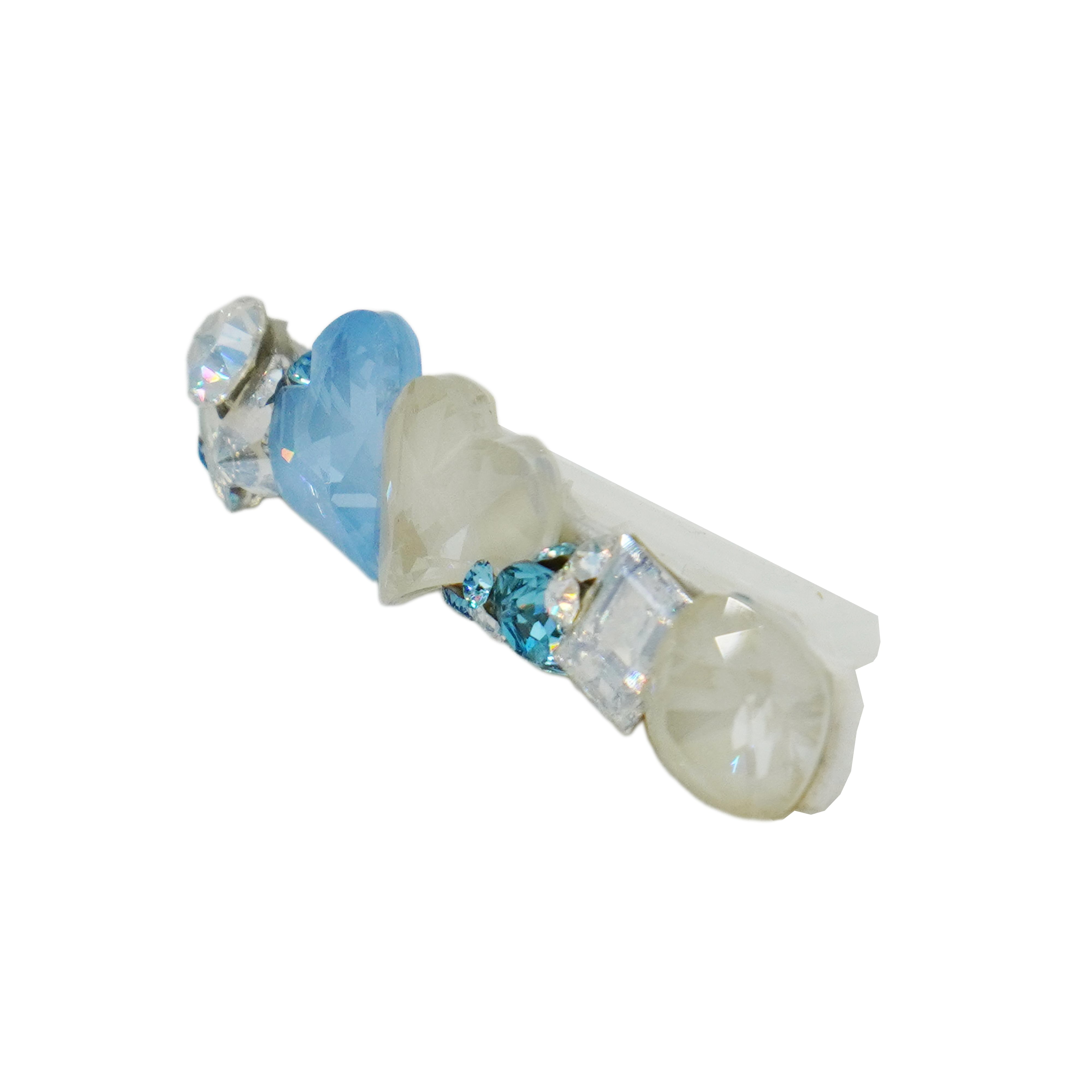 Lunapaw Double Heart Bar Luxury Crystal Top Clip TP36