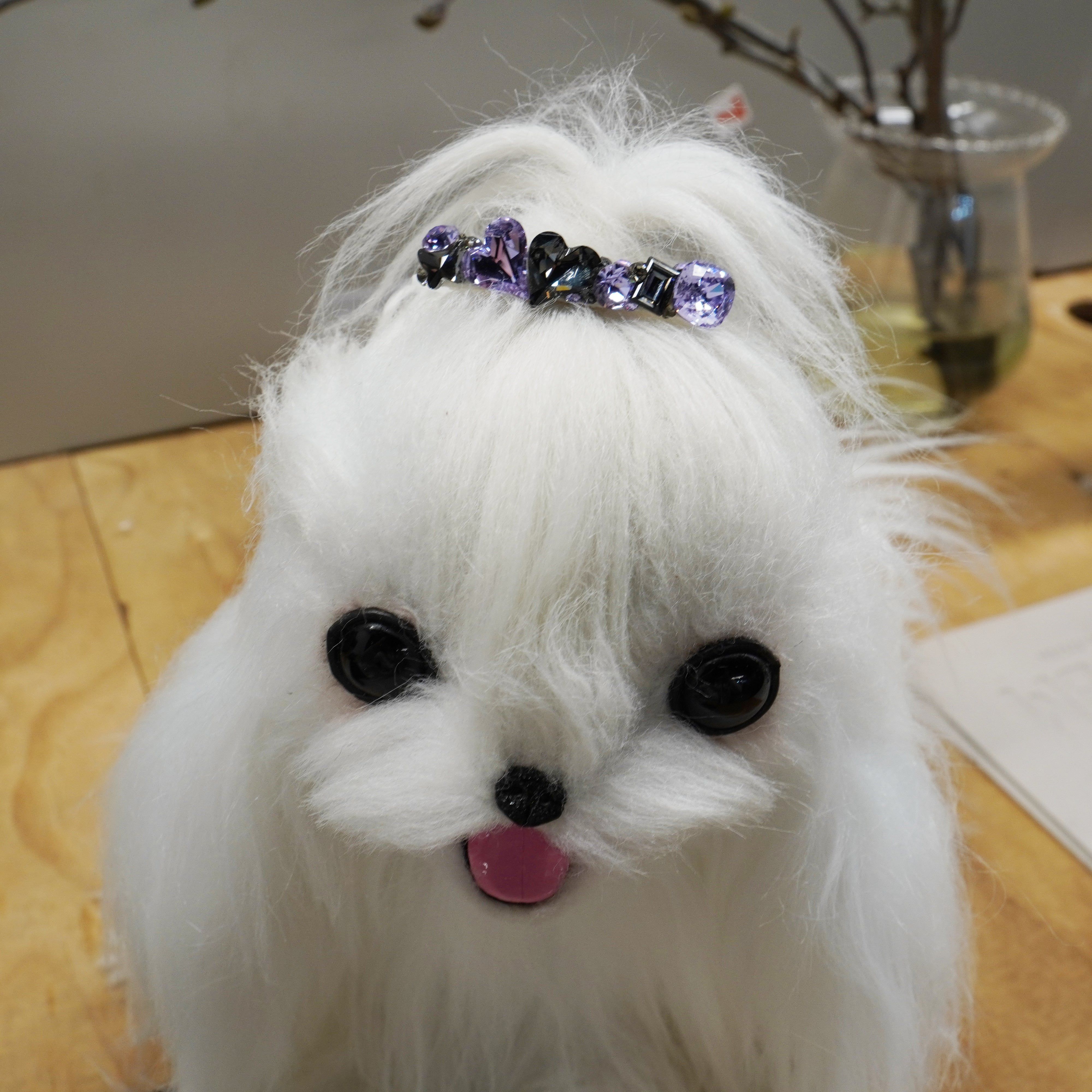 Lunapaw Double Heart Bar Luxury Crystal Top Clip TP36