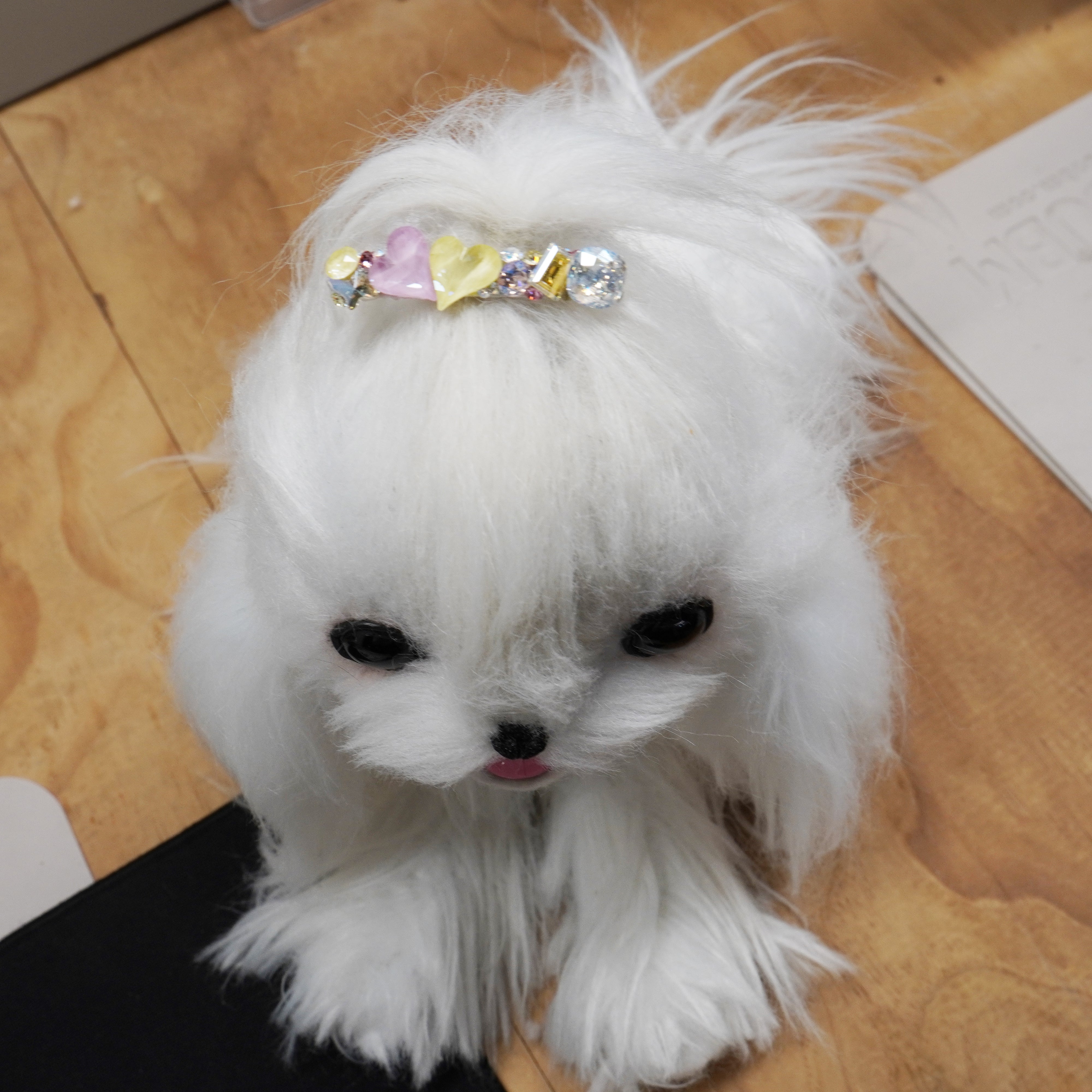 Lunapaw Double Heart Bar Luxury Crystal Top Clip TP36