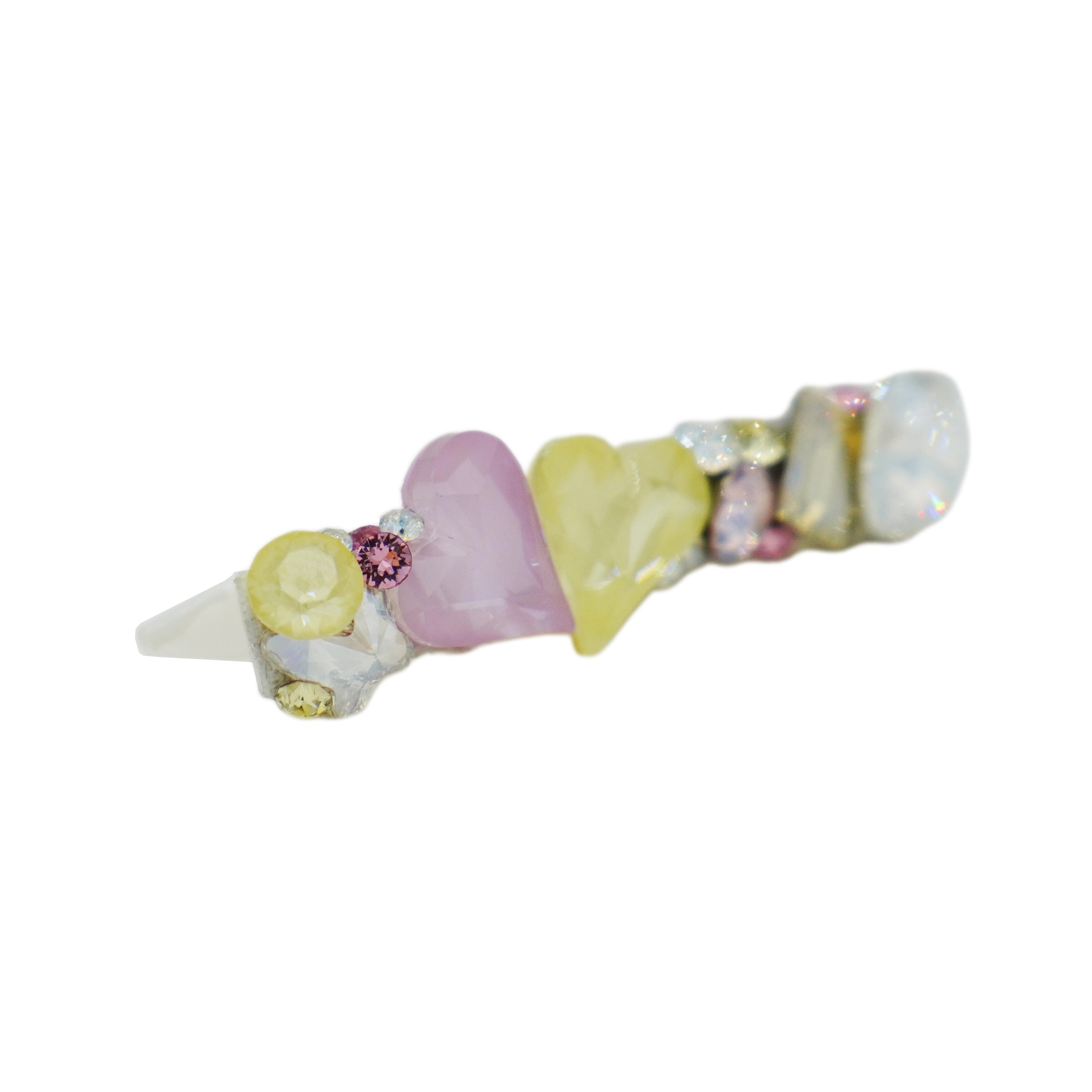 Lunapaw Double Heart Bar Luxury Crystal Top Clip TP36