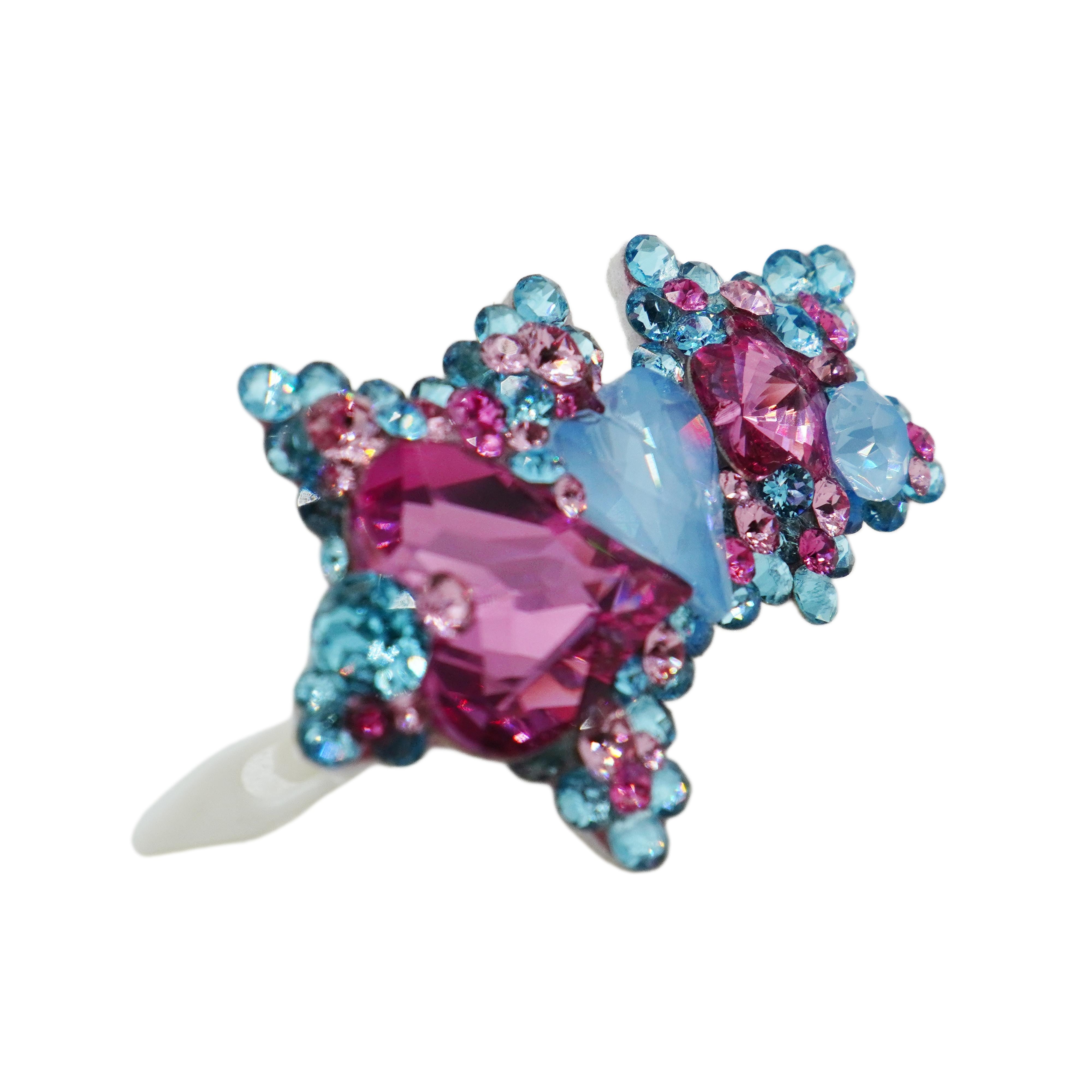 Lunapaw Double Star & Double Heart Luxury Crystal Top Clip TP20