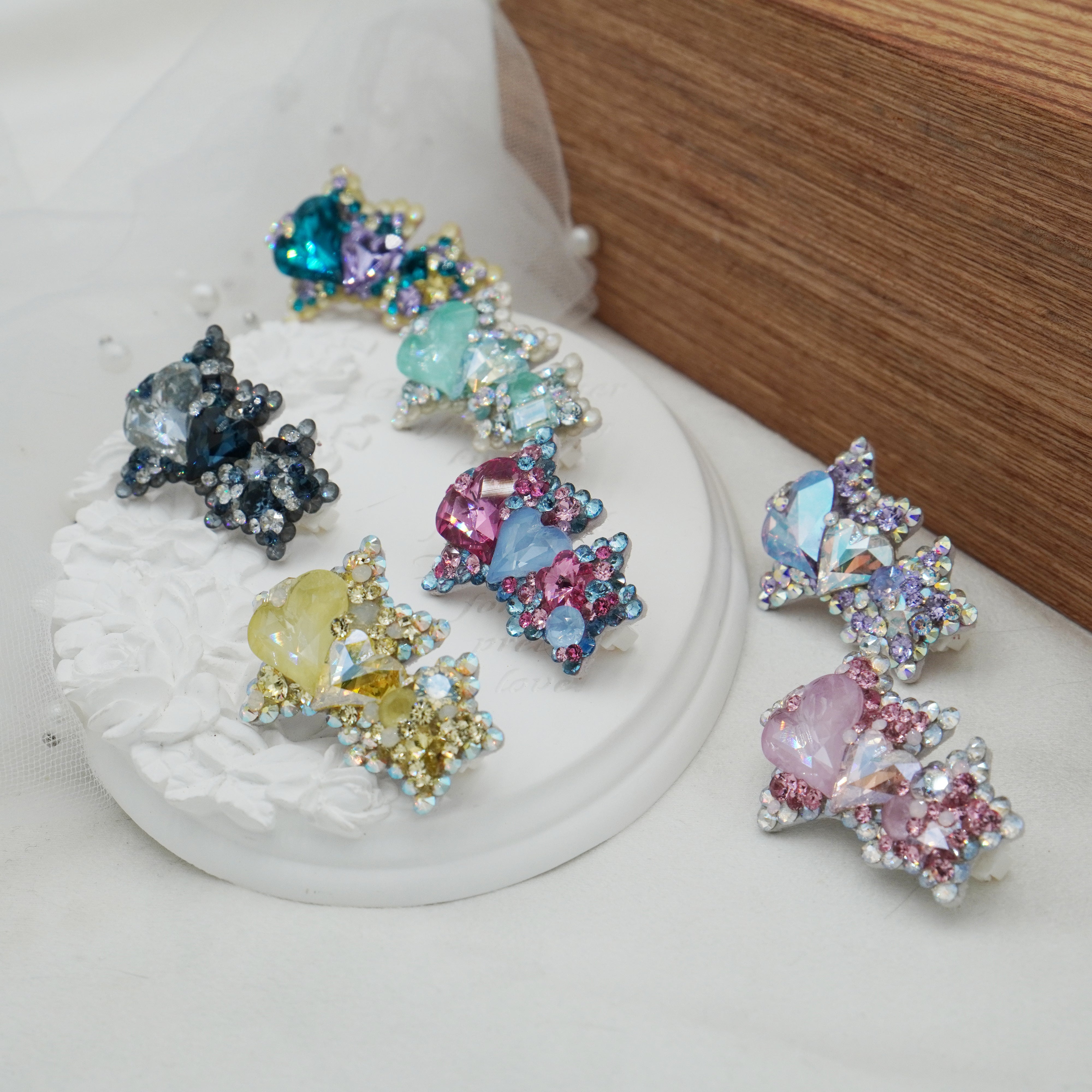 Lunapaw Double Star & Double Heart Luxury Crystal Top Clip TP20