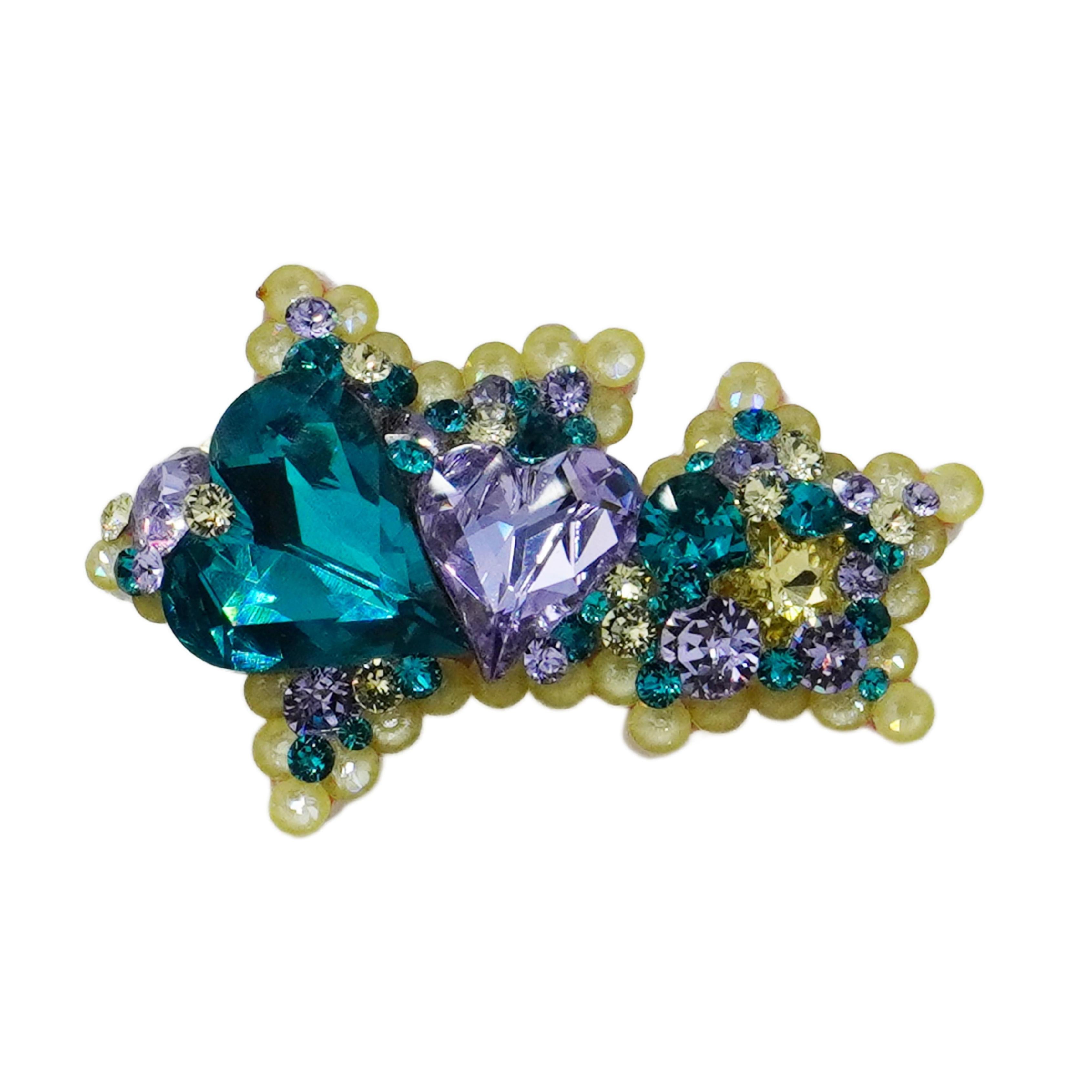 Lunapaw Double Star & Double Heart Luxury Crystal Top Clip TP20