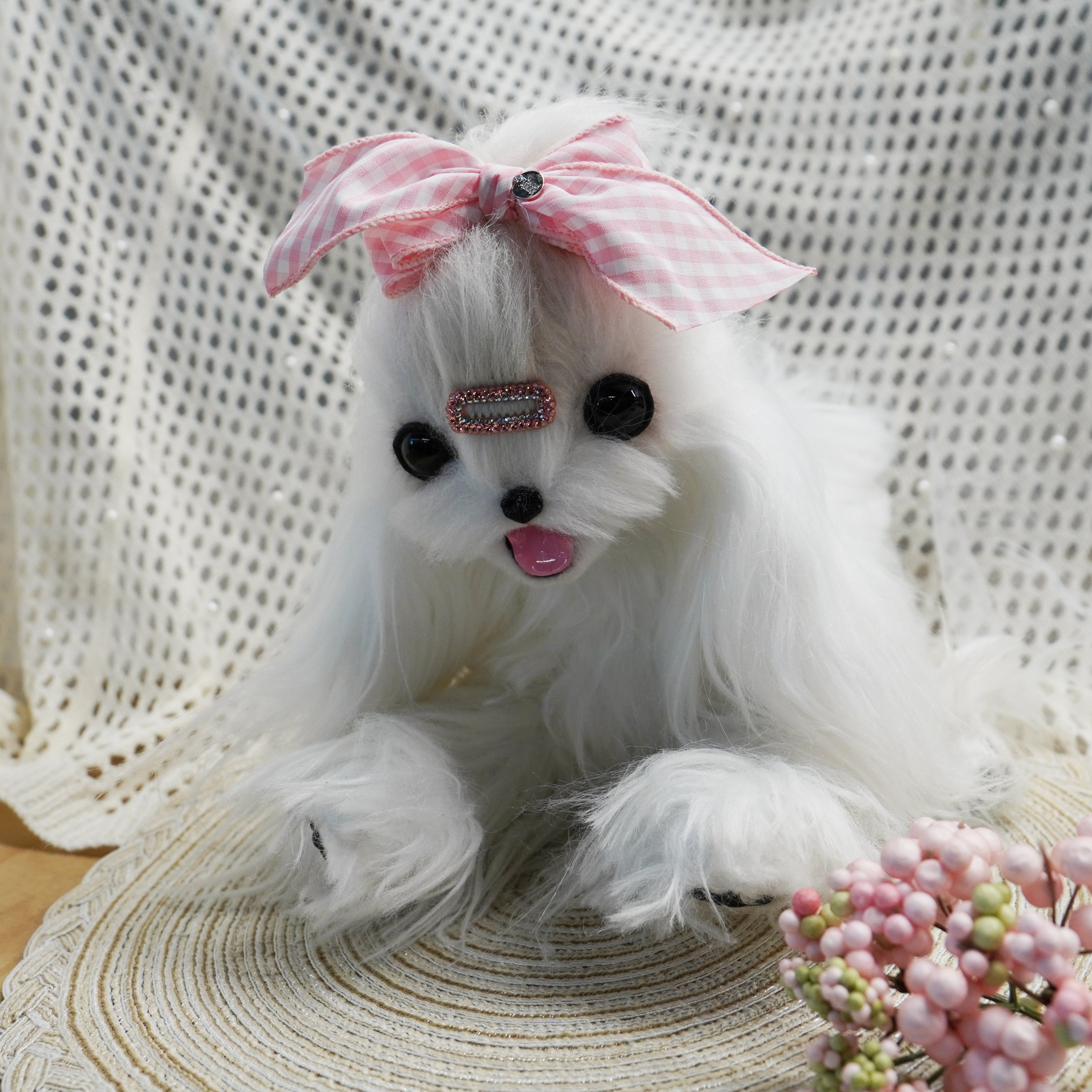 Lunapaw Fresh Candy Gingham – Airy Flutter Bow Fabric Top Clip TP2017