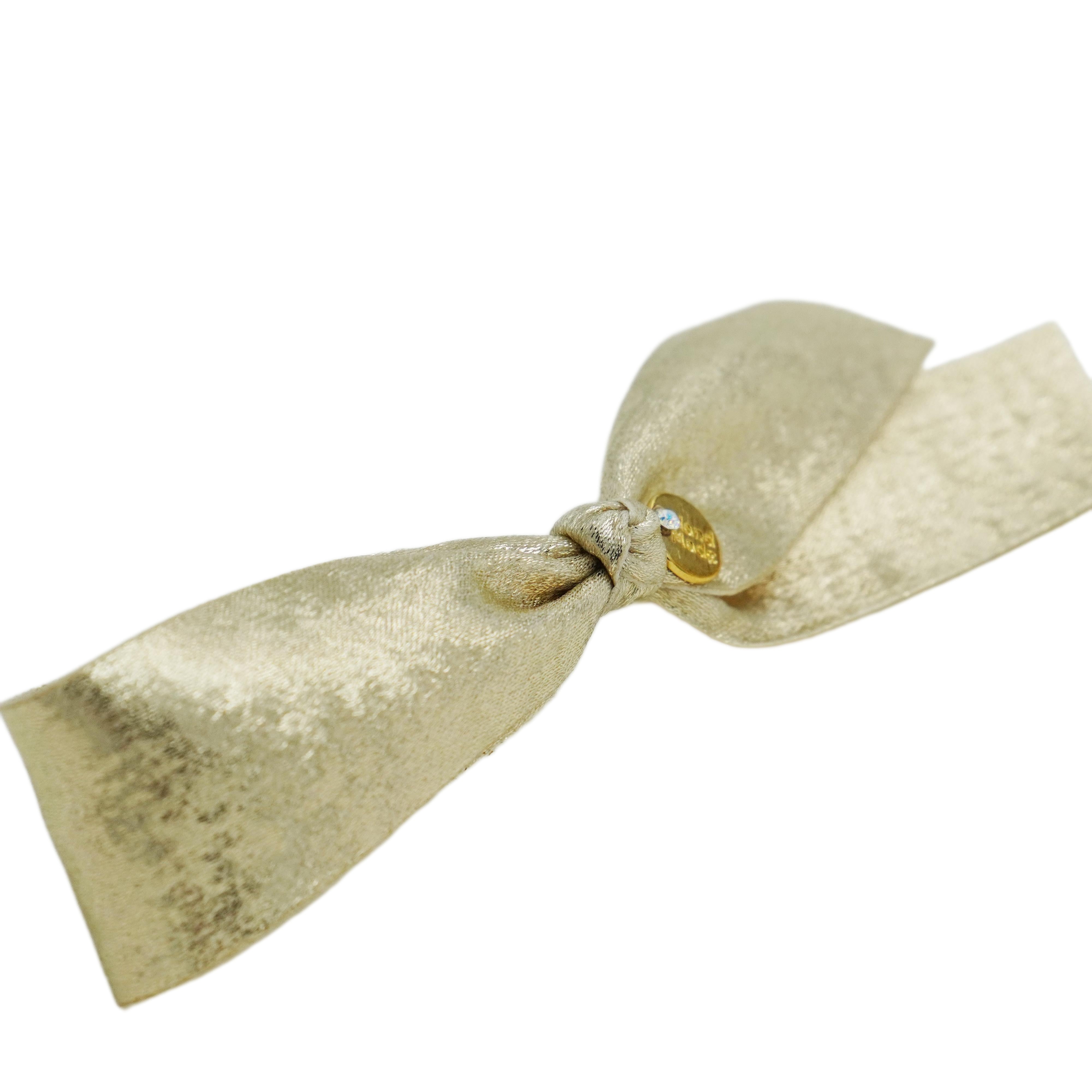 Lunapaw Gold & Silver Foil-Coated Ribbon Streamer Bow Fabric Top Clip TP2020