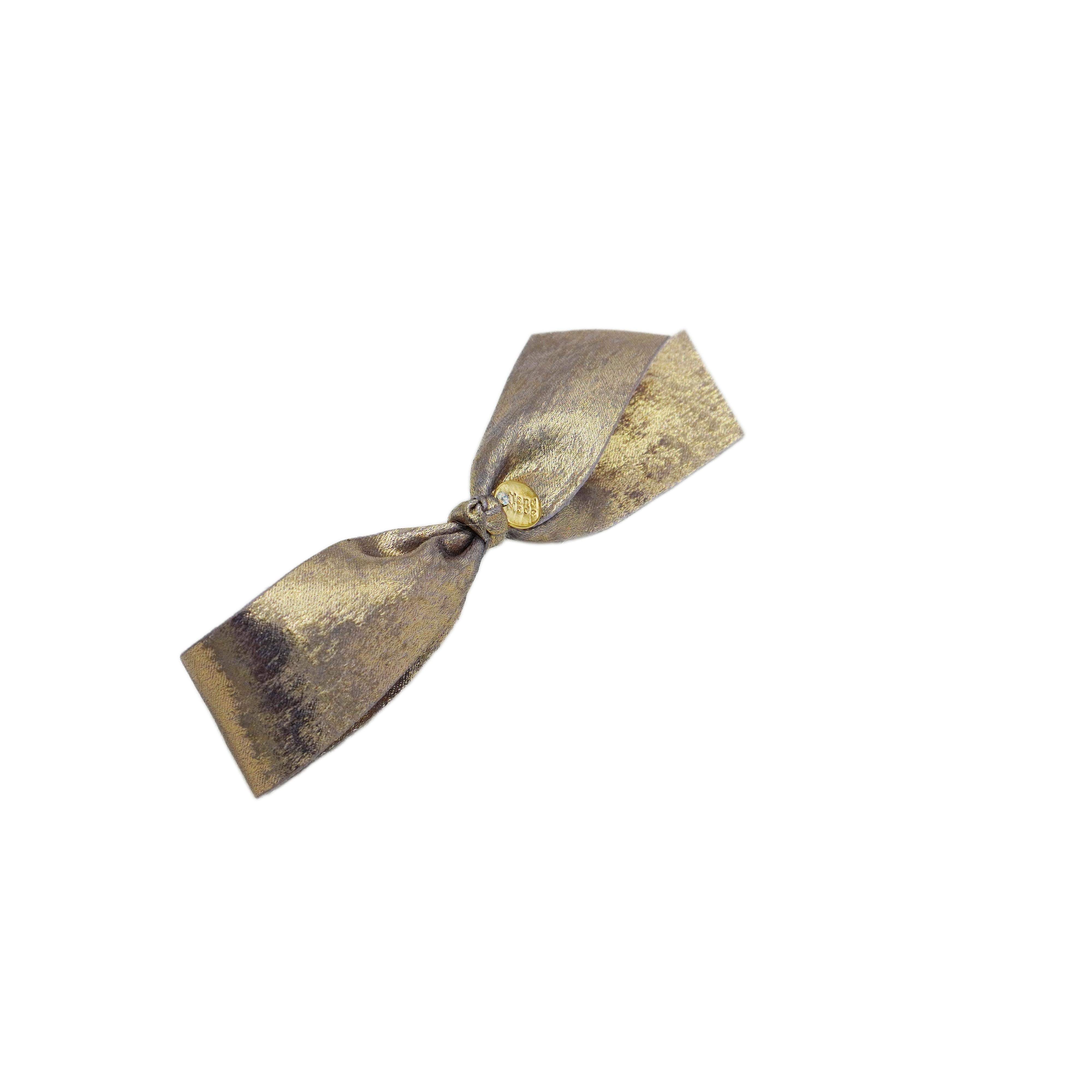 Lunapaw Gold & Silver Foil-Coated Ribbon Streamer Bow Fabric Top Clip TP2020