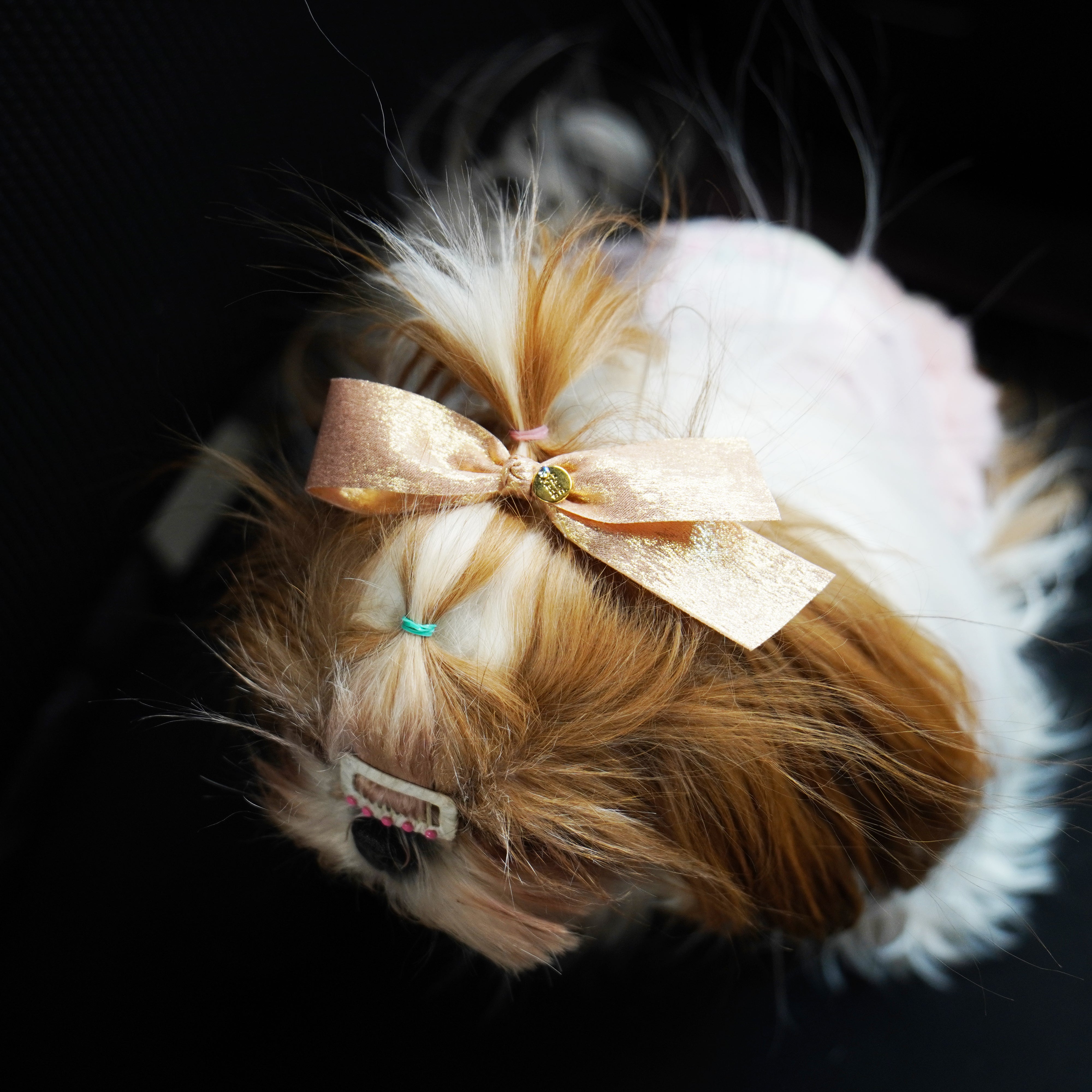 Lunapaw Gold & Silver Foil-Coated Ribbon Streamer Bow Fabric Top Clip TP2020