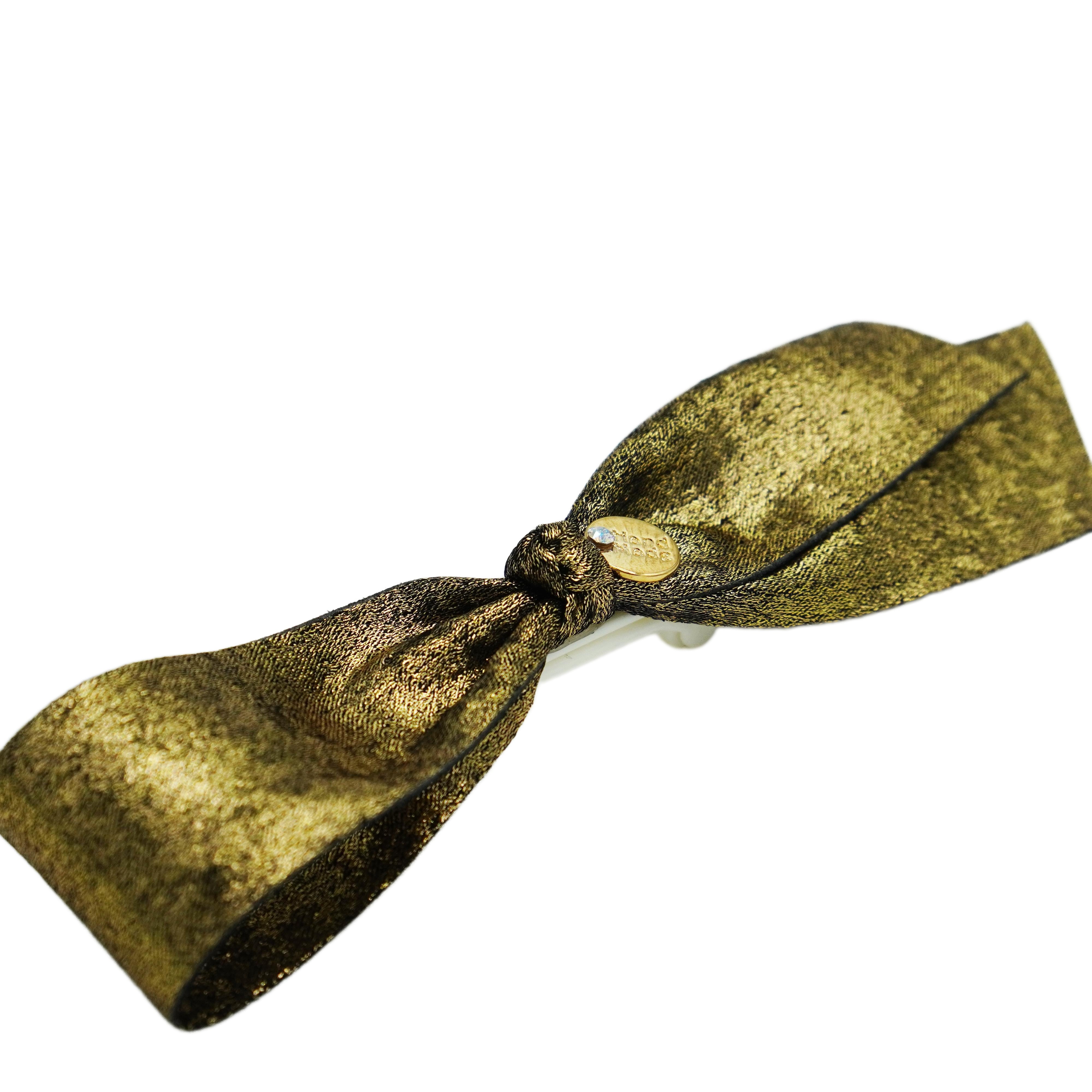 Lunapaw Gold & Silver Foil-Coated Ribbon Streamer Bow Fabric Top Clip TP2020