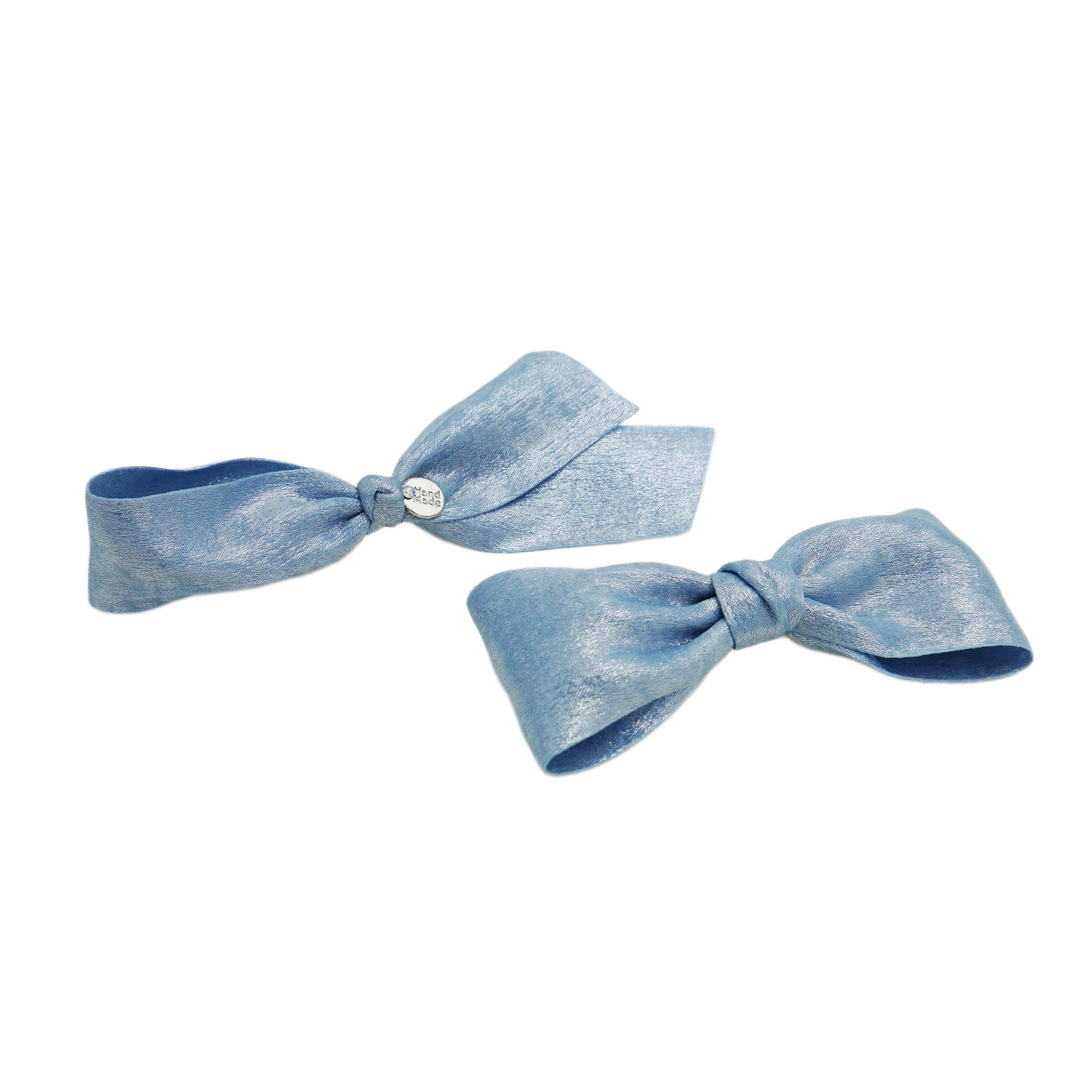 Lunapaw Gold & Silver Foil-Coated Ribbon Streamer Bow Fabric Top Clip TP2020