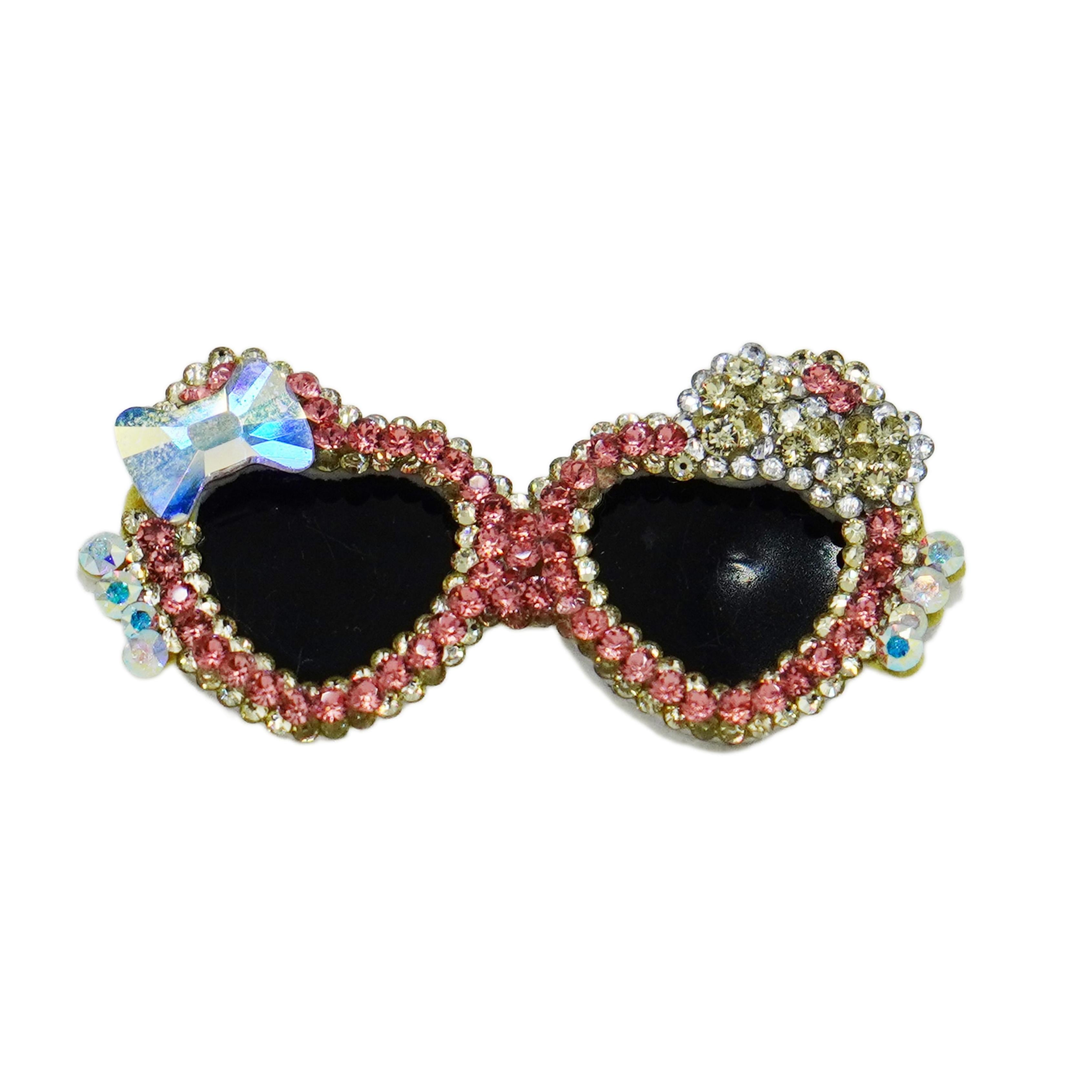 Lunapaw Heart Bow Sunglasses Luxury Crystal Top Clip TP26