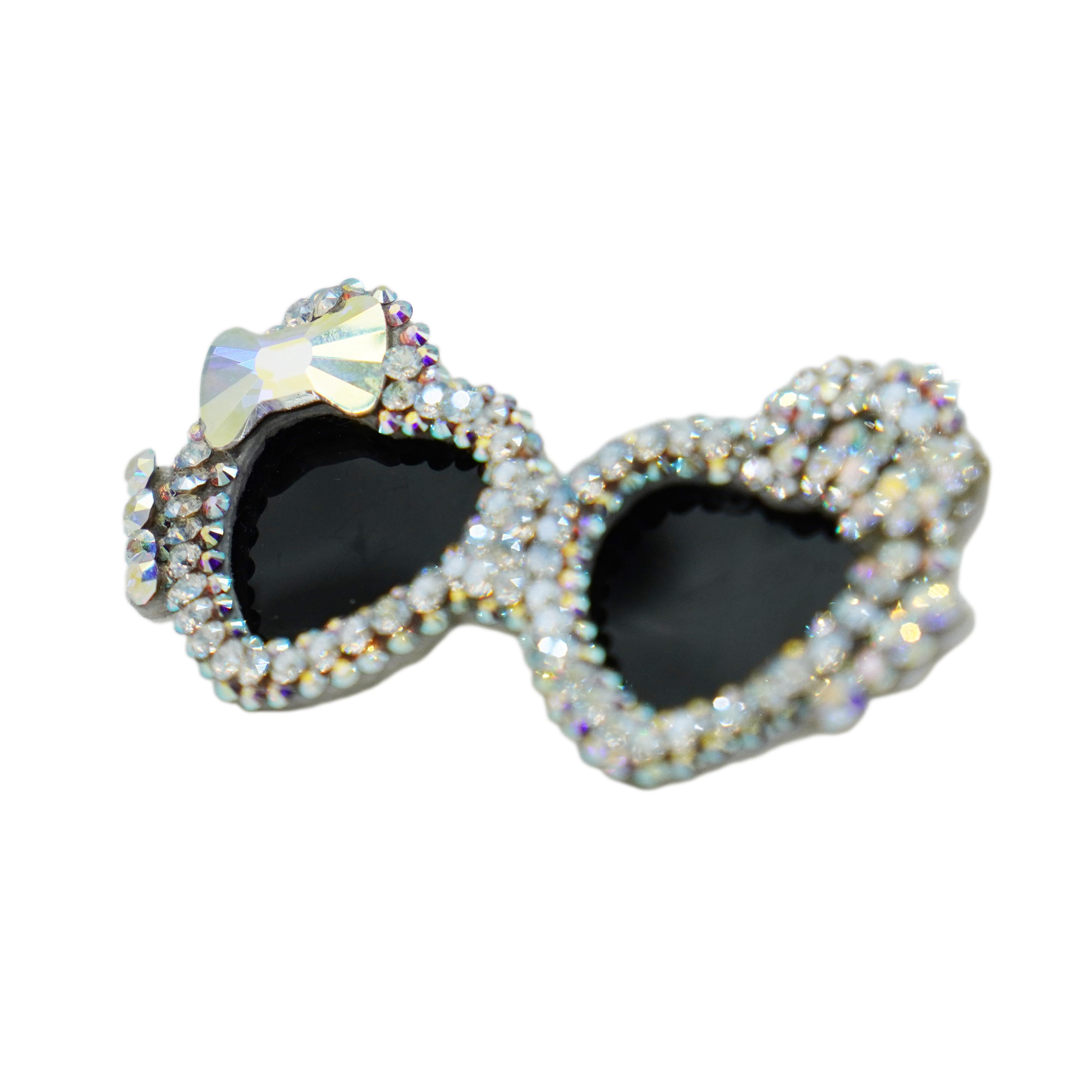 Lunapaw Heart Bow Sunglasses Luxury Crystal Top Clip TP26