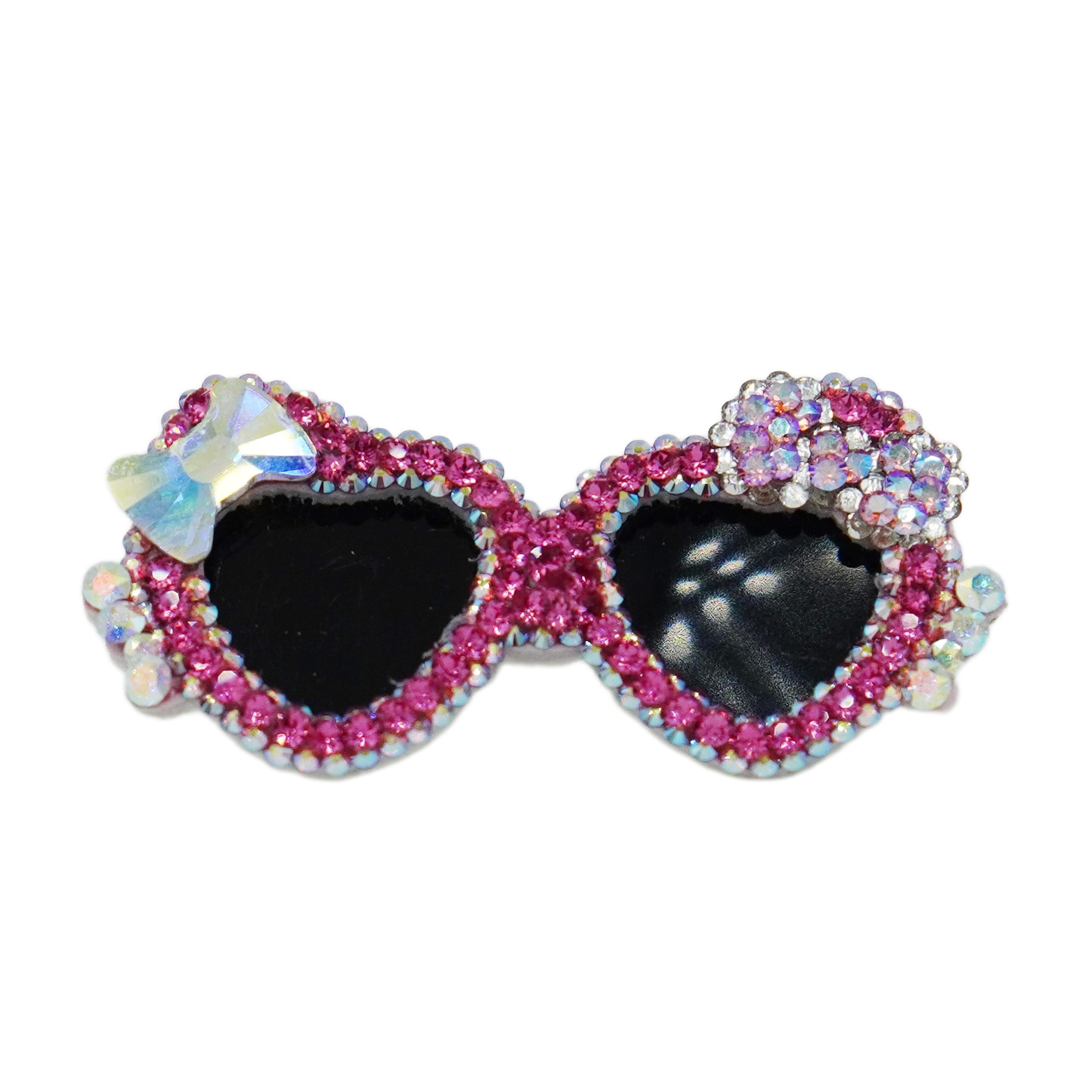 Lunapaw Heart Bow Sunglasses Luxury Crystal Top Clip TP26