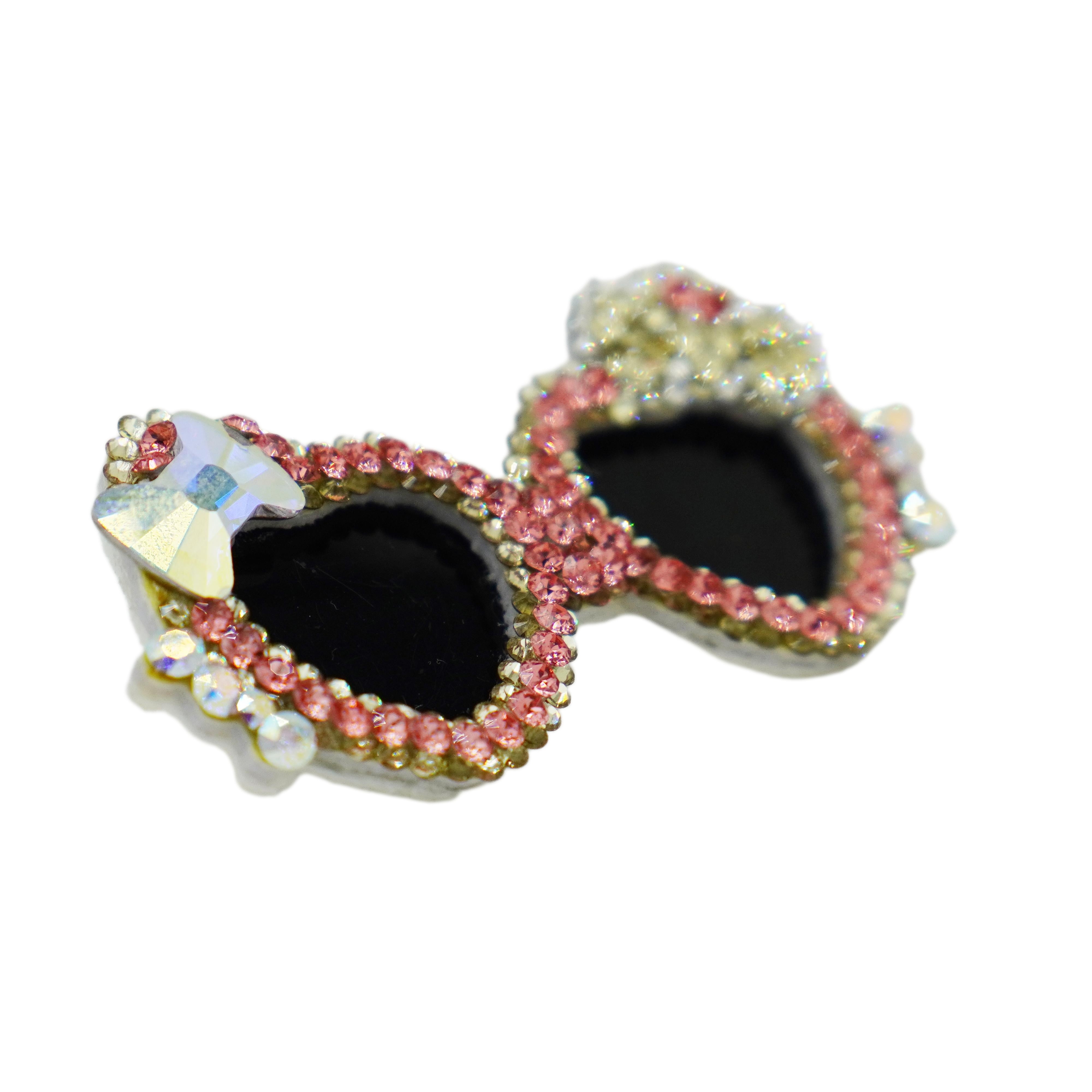 Lunapaw Heart Bow Sunglasses Luxury Crystal Top Clip TP26