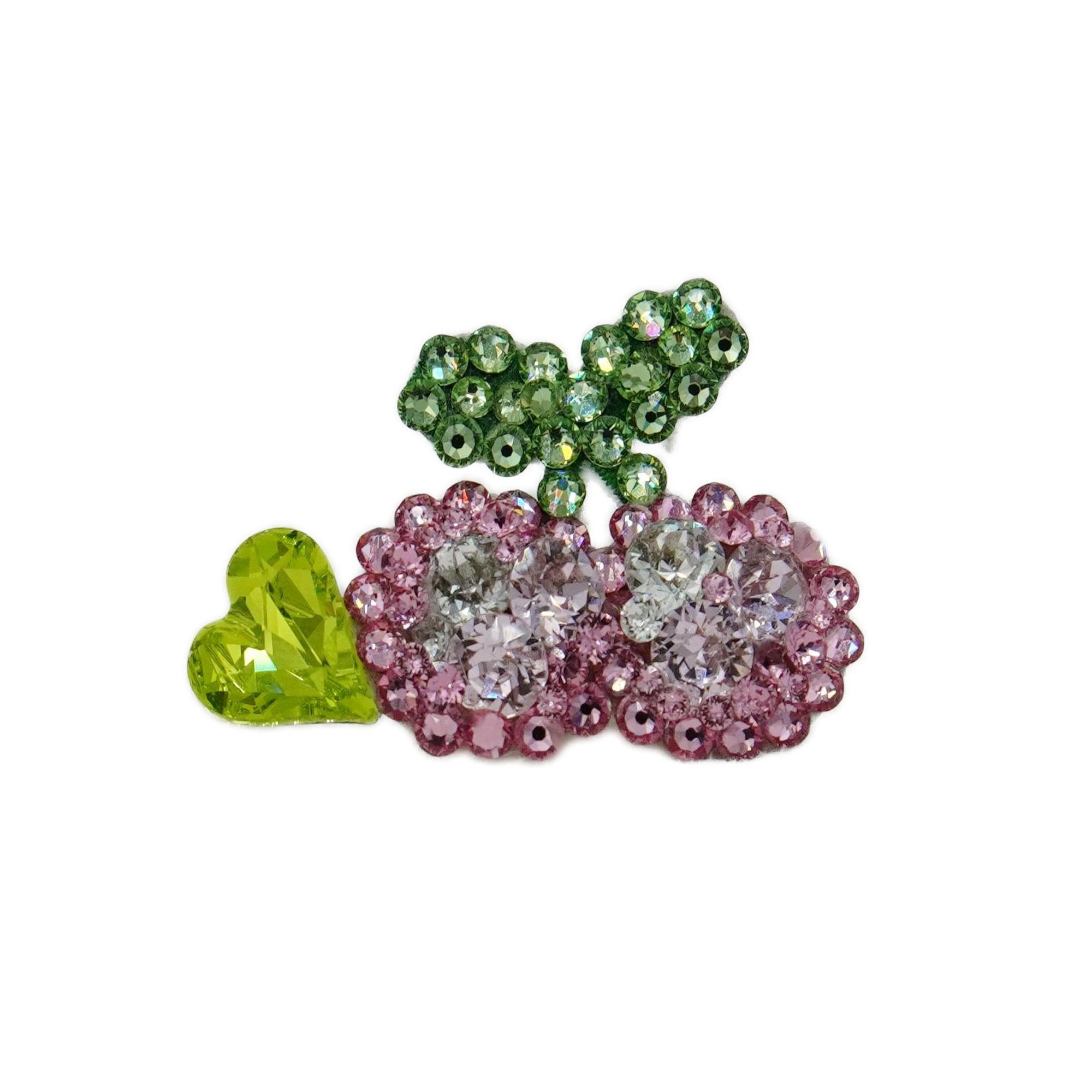 Lunapaw Heart Cherry Luxe Crystal Top Clip TP14