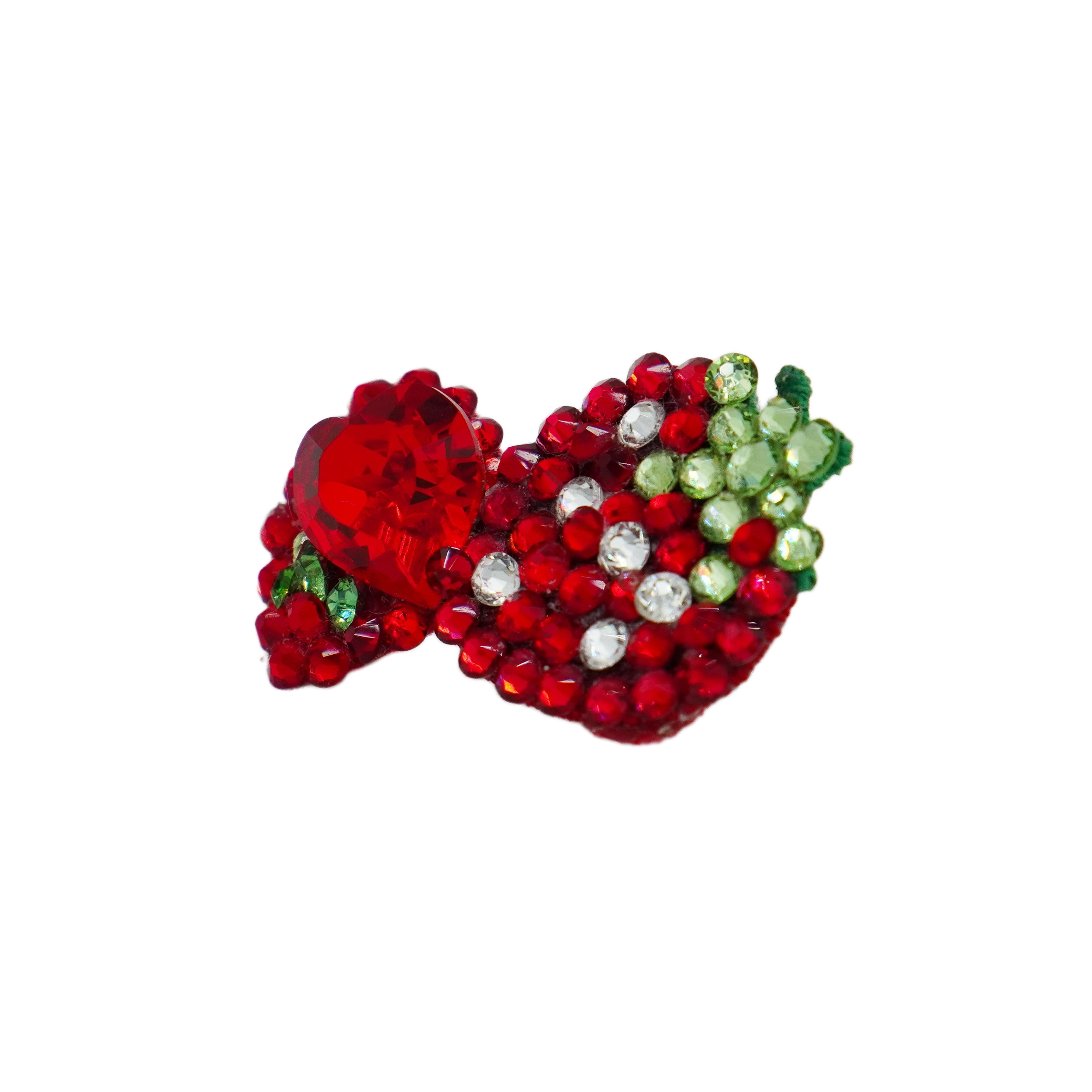 Lunapaw Heart Strawberry Luxury Crystal Top Clip TP27