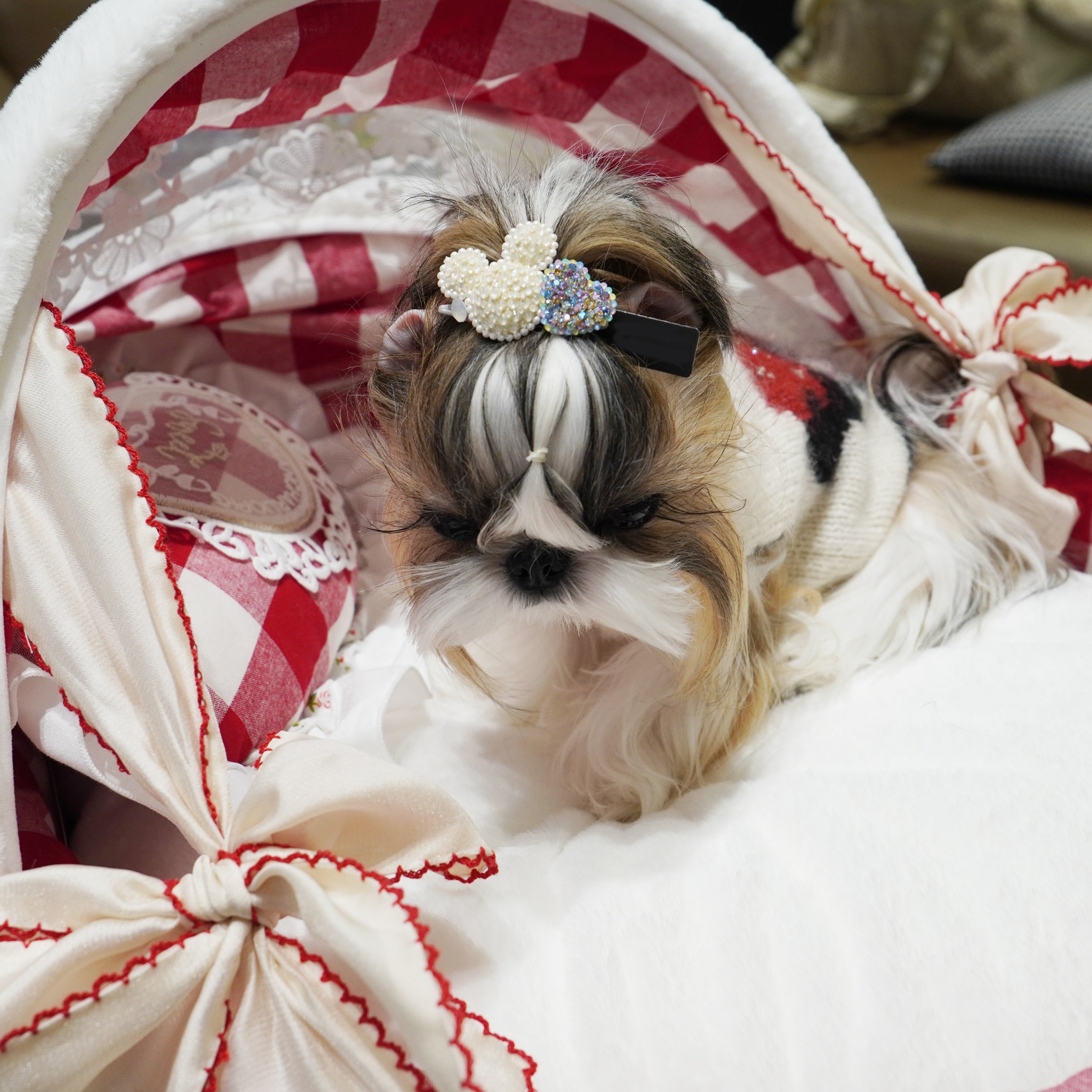 Lunapaw Mocha Bead Mickey Heart Luxury Crystal Top Clip TP22