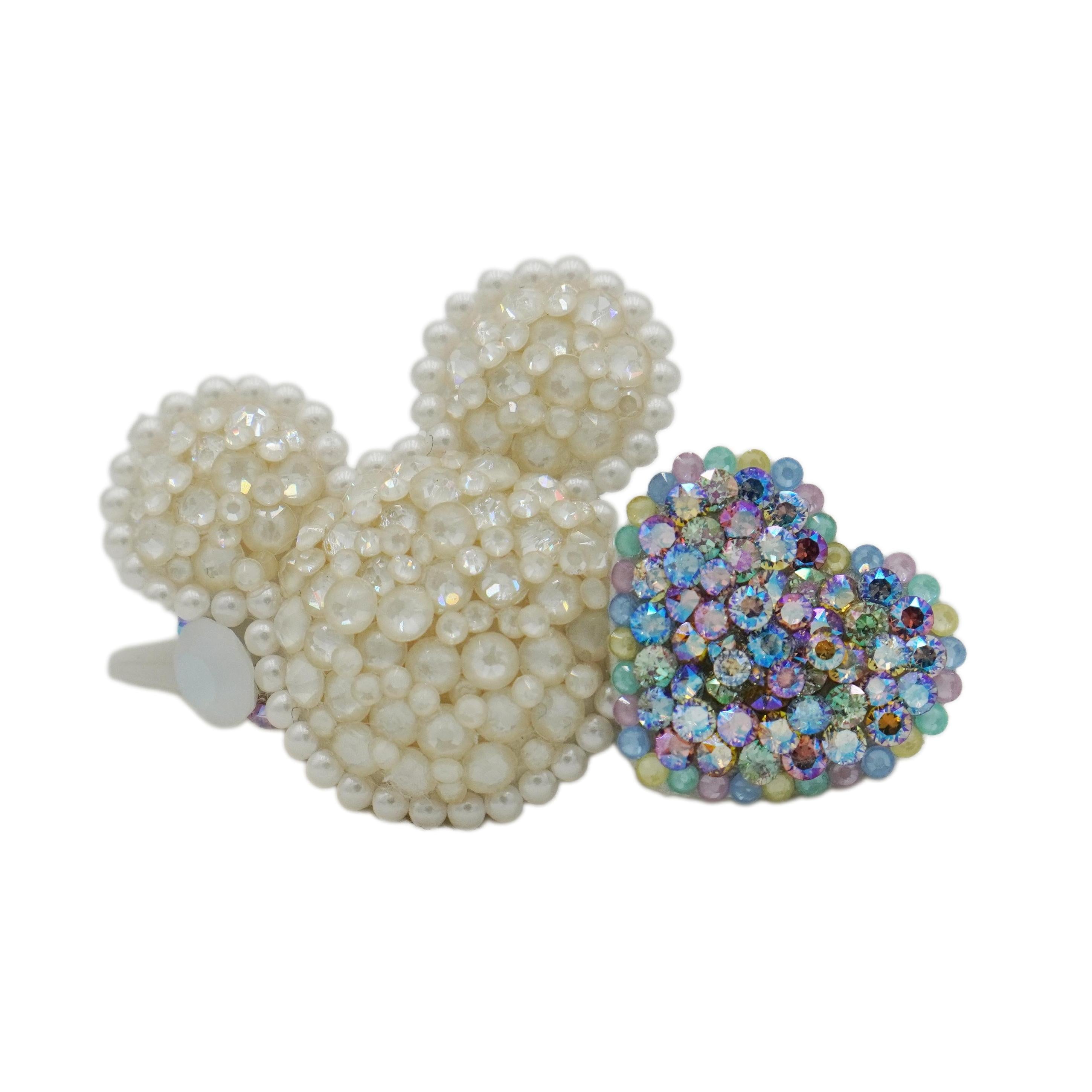 Lunapaw Mocha Bead Mickey Heart Luxury Crystal Top Clip TP22