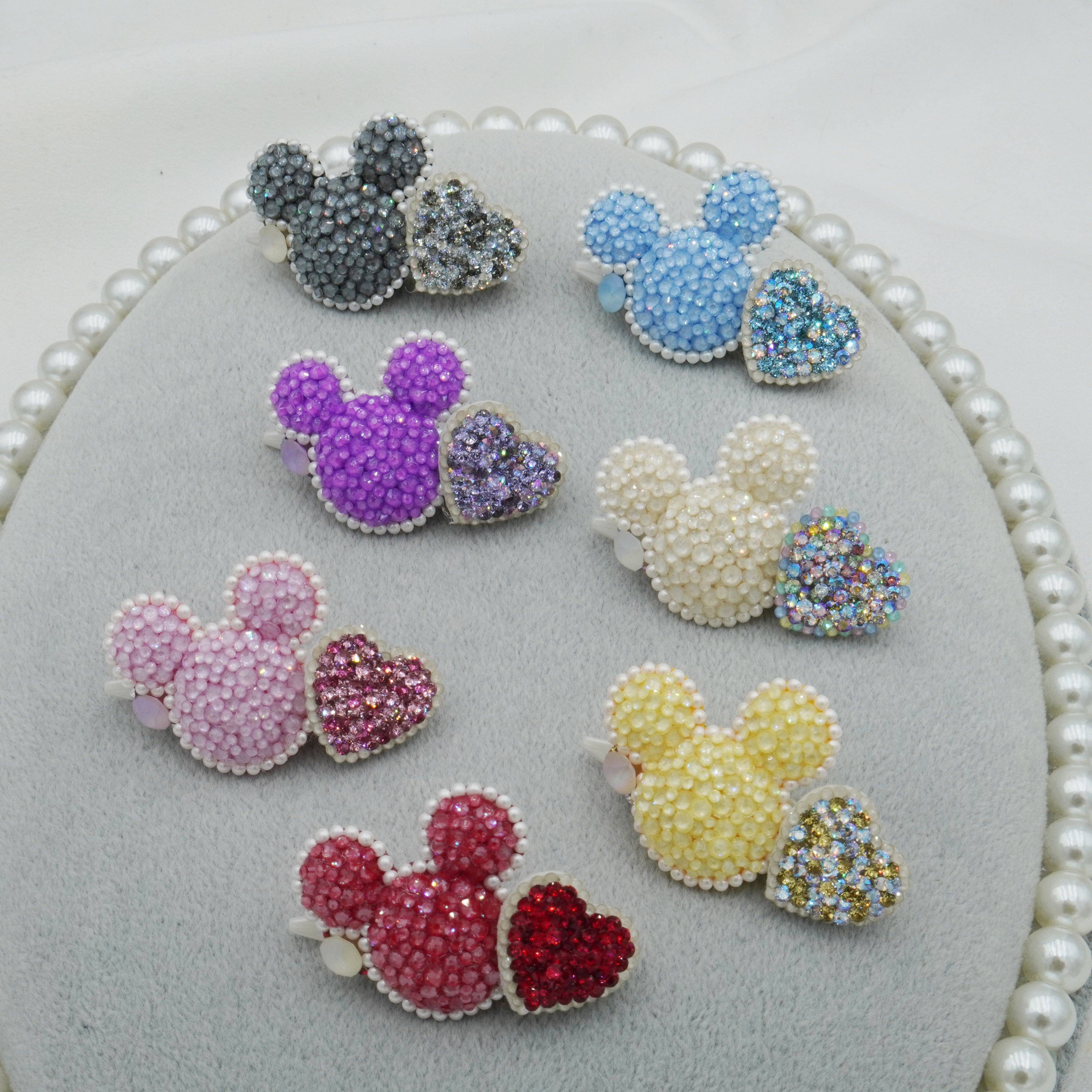 Lunapaw Mocha Bead Mickey Heart Luxury Crystal Top Clip TP22