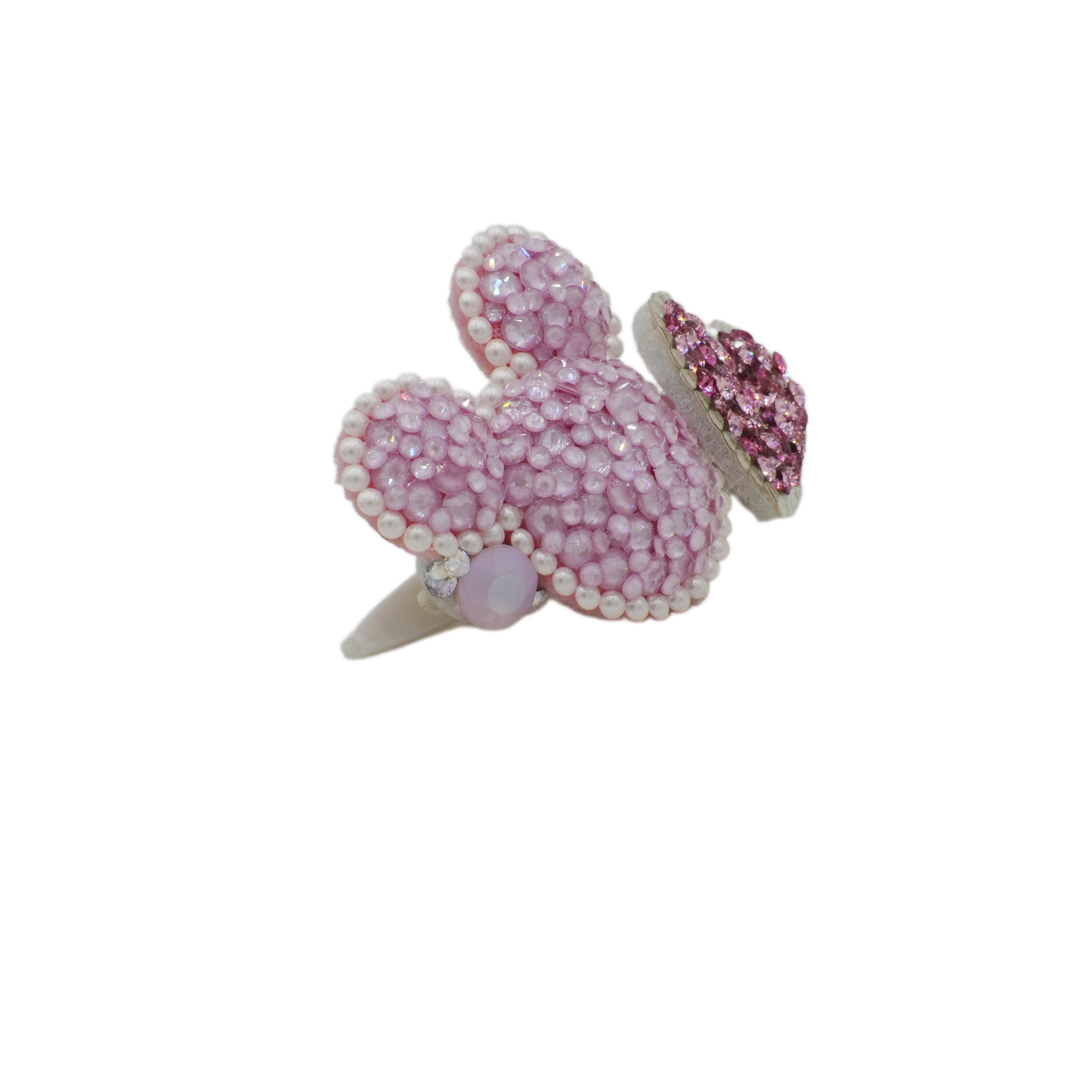 Lunapaw Mocha Bead Mickey Heart Luxury Crystal Top Clip TP22