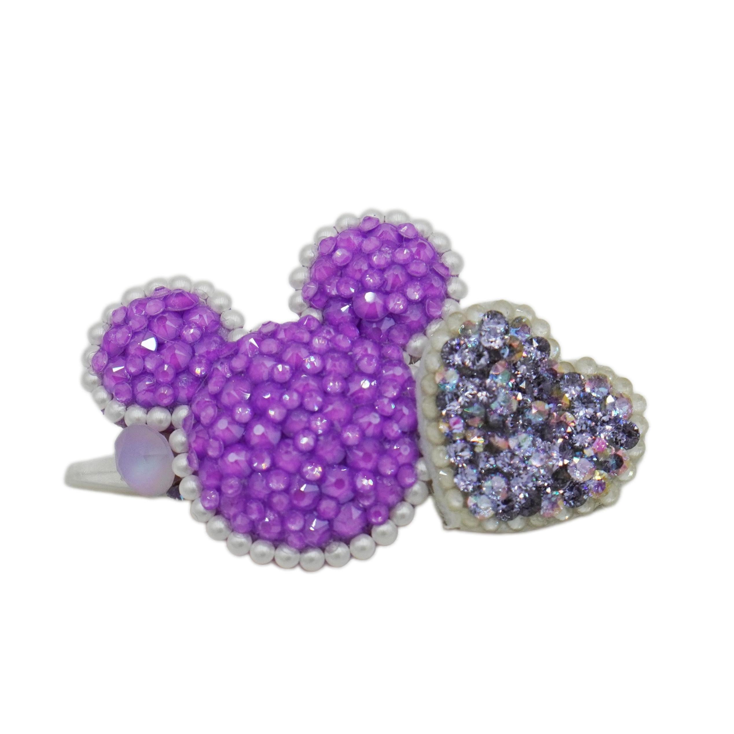 Lunapaw Mocha Bead Mickey Heart Luxury Crystal Top Clip TP22
