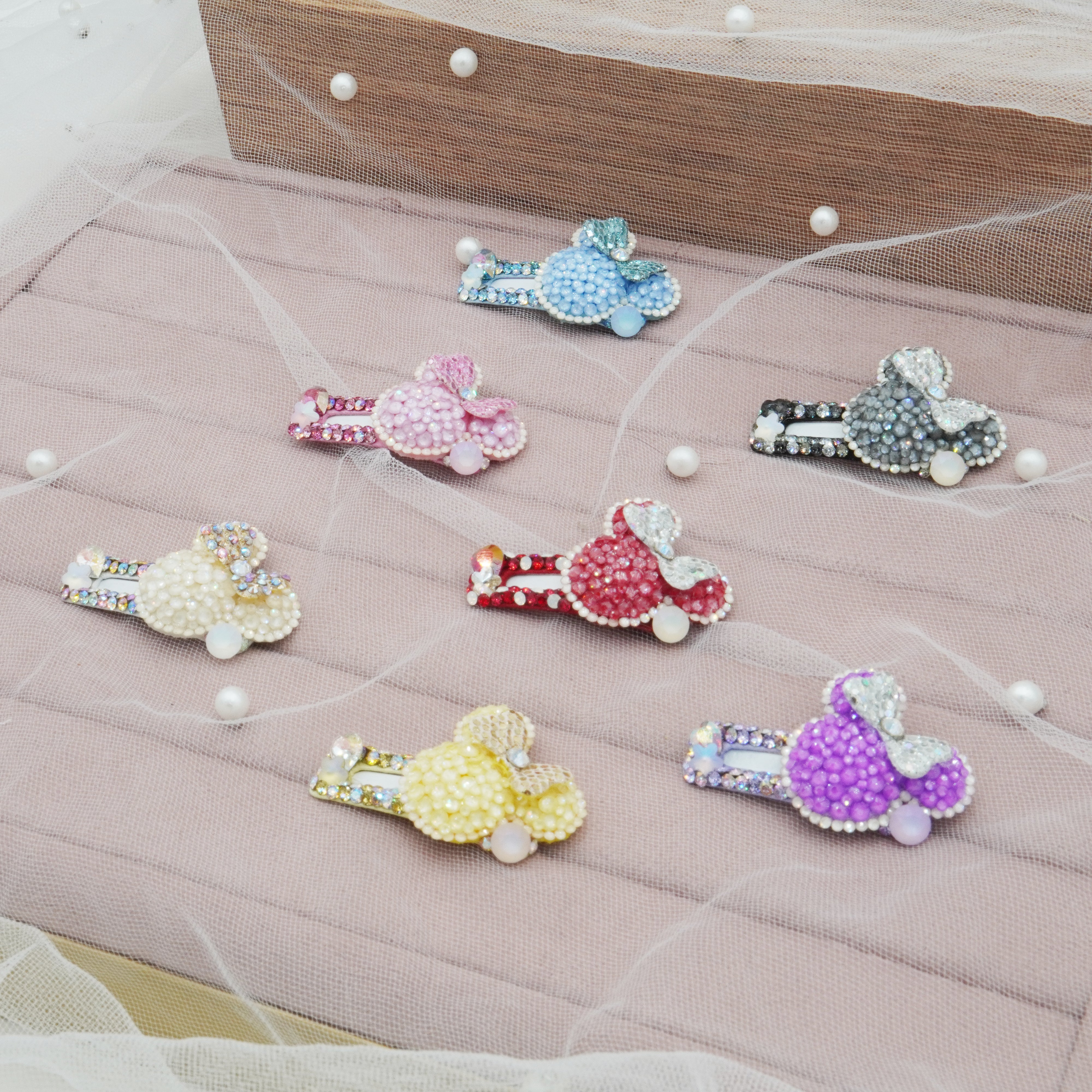 Lunapaw Mocha Bead Minnie Square Luxury Crystal Top Clip TP23