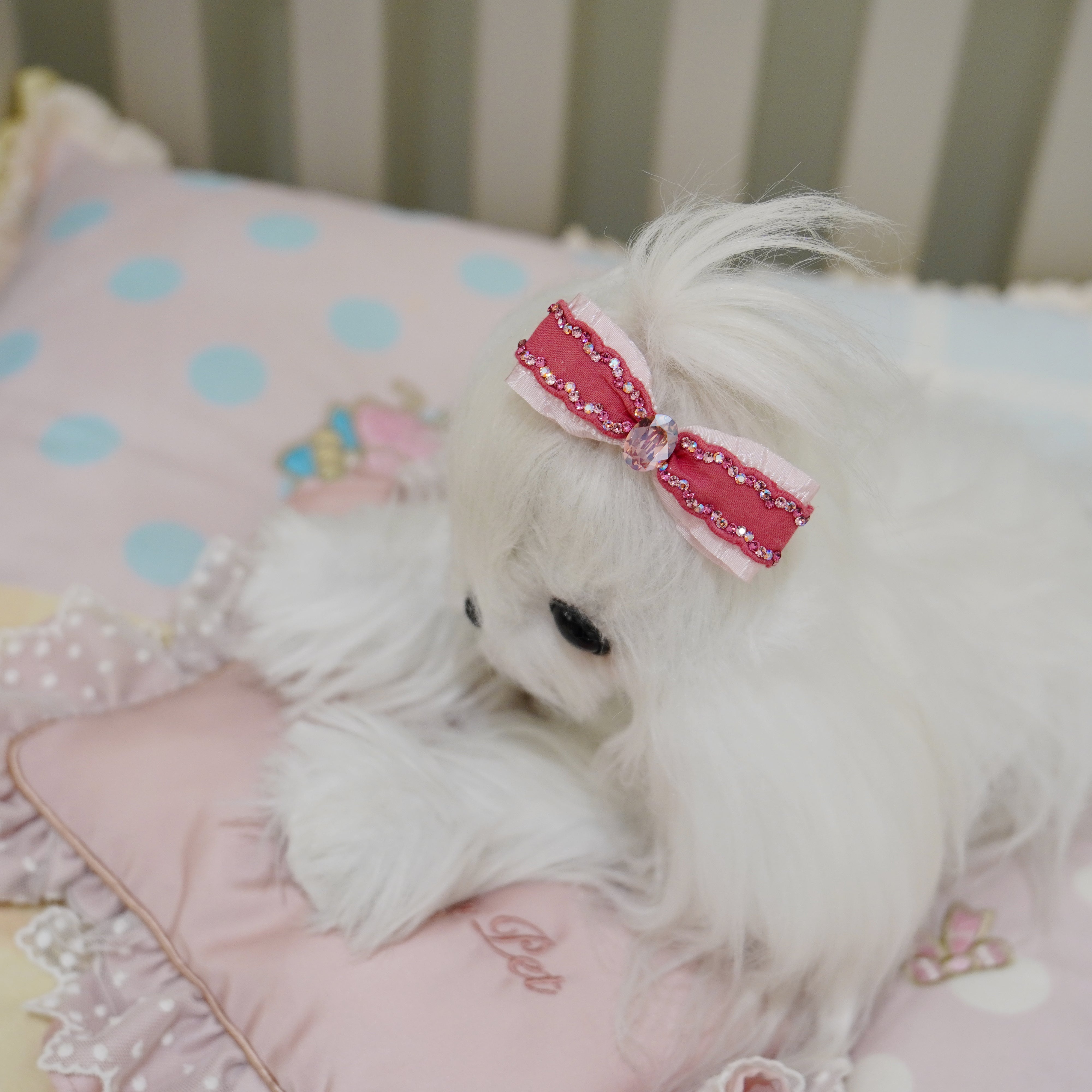 Lunapaw Ribbon Luxury Crystal Fabric Top Clip TP2012