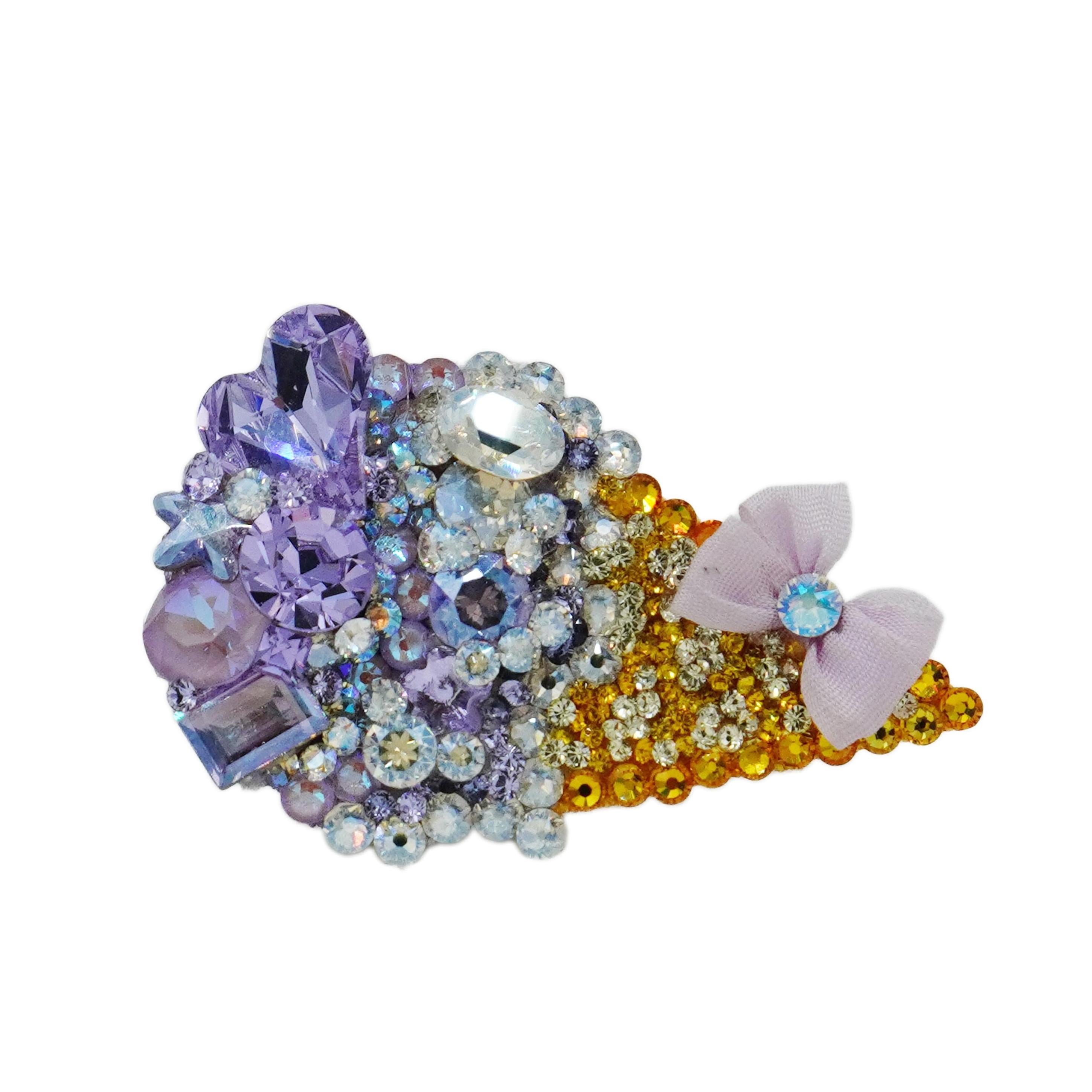 Lunapaw Rock Candy Heart Ice Cream Cone Luxury Crystal Top Clip TP30
