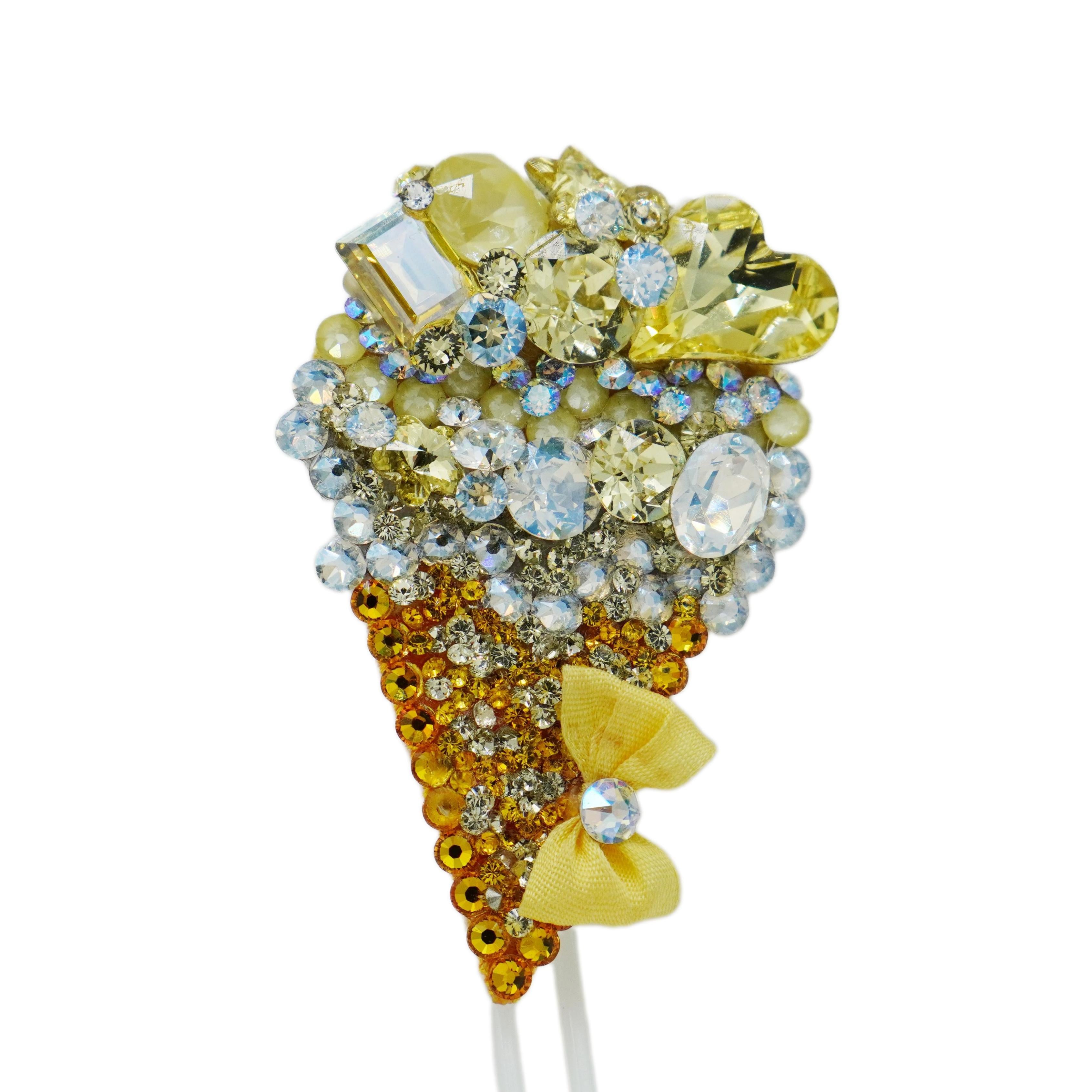 Lunapaw Rock Candy Heart Ice Cream Cone Luxury Crystal Top Clip TP30