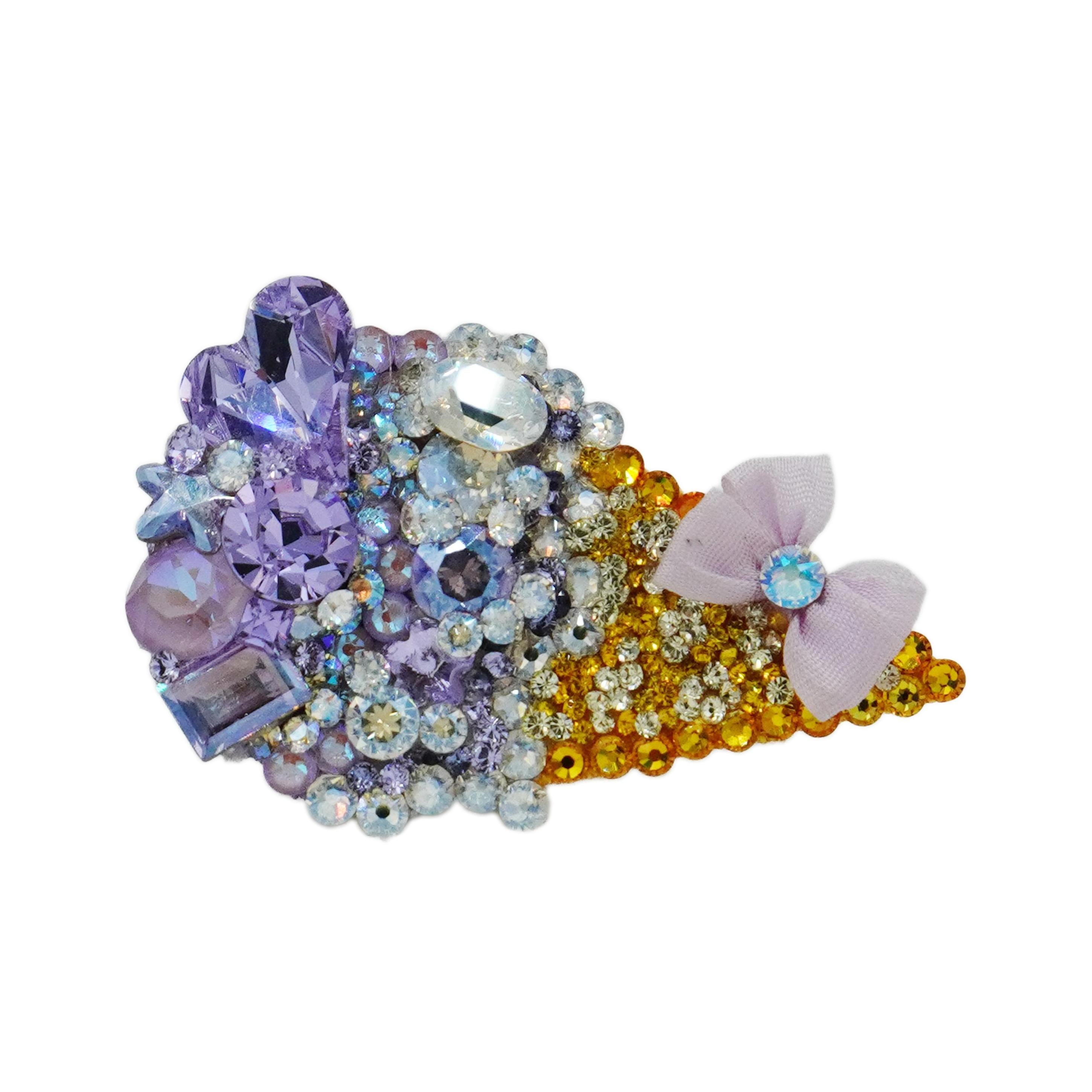 Lunapaw Rock Candy Heart Ice Cream Cone Luxury Crystal Top Clip TP30