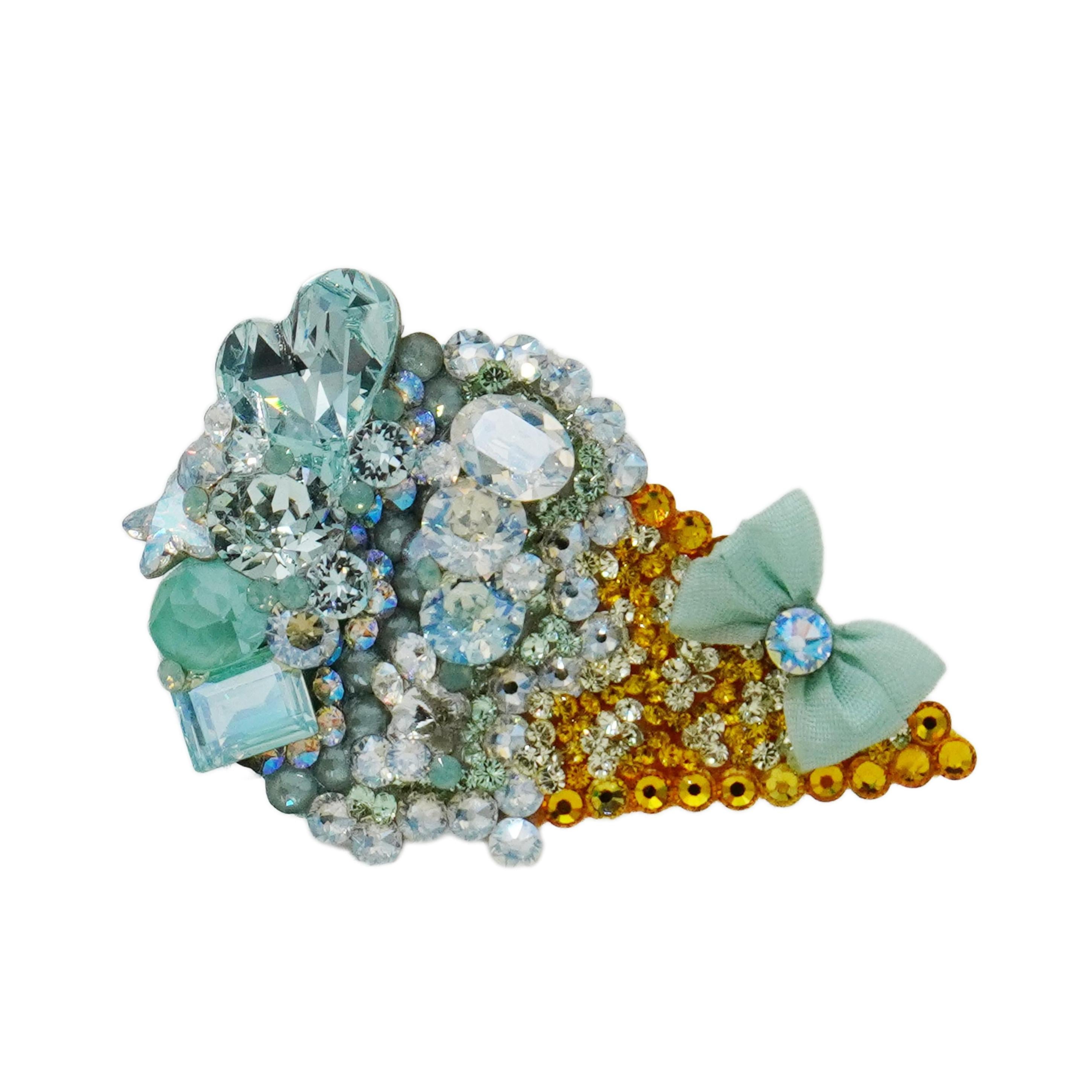 Lunapaw Rock Candy Heart Ice Cream Cone Luxury Crystal Top Clip TP30