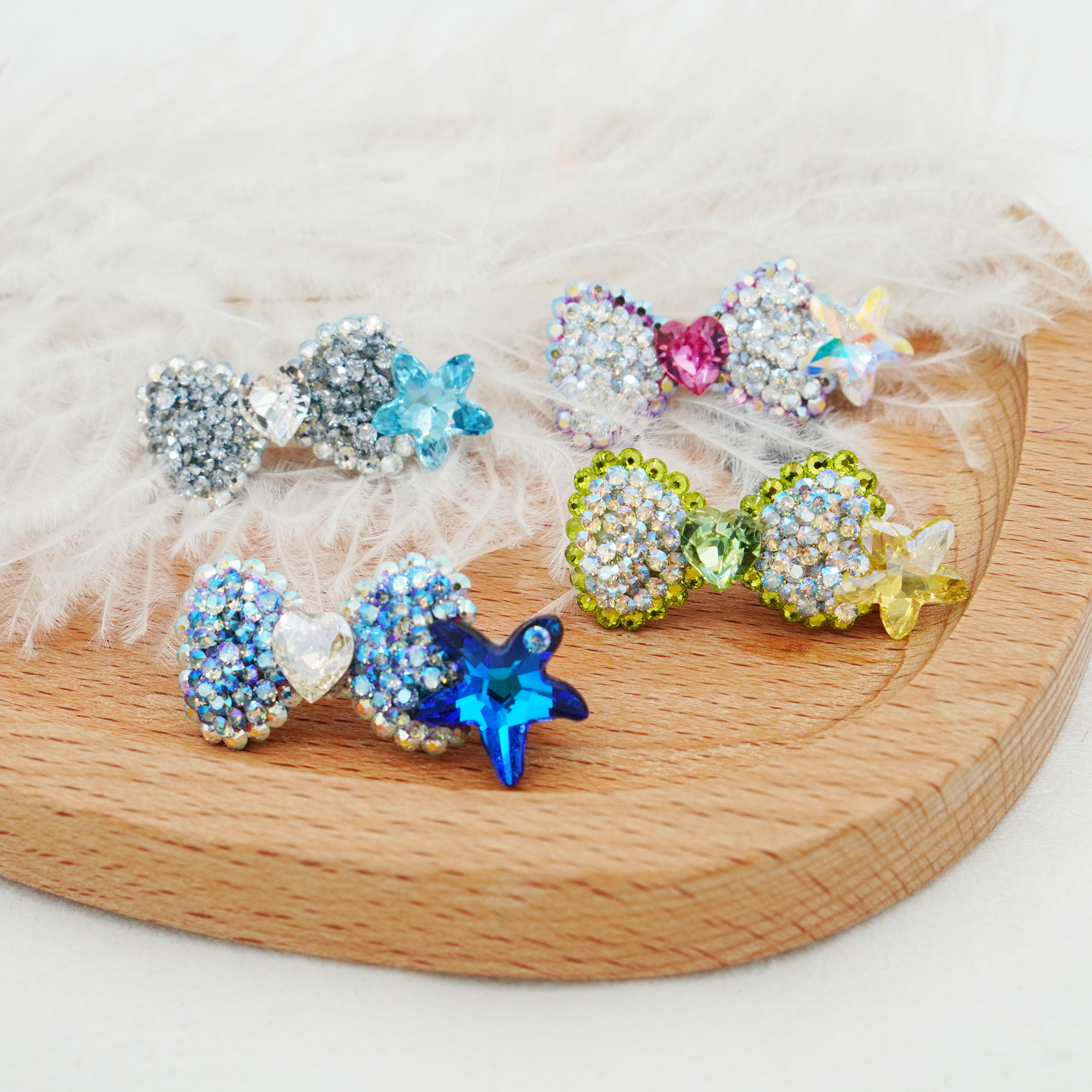 Lunapaw Starfish Structured Bow Luxury Crystal Top Clip TP25