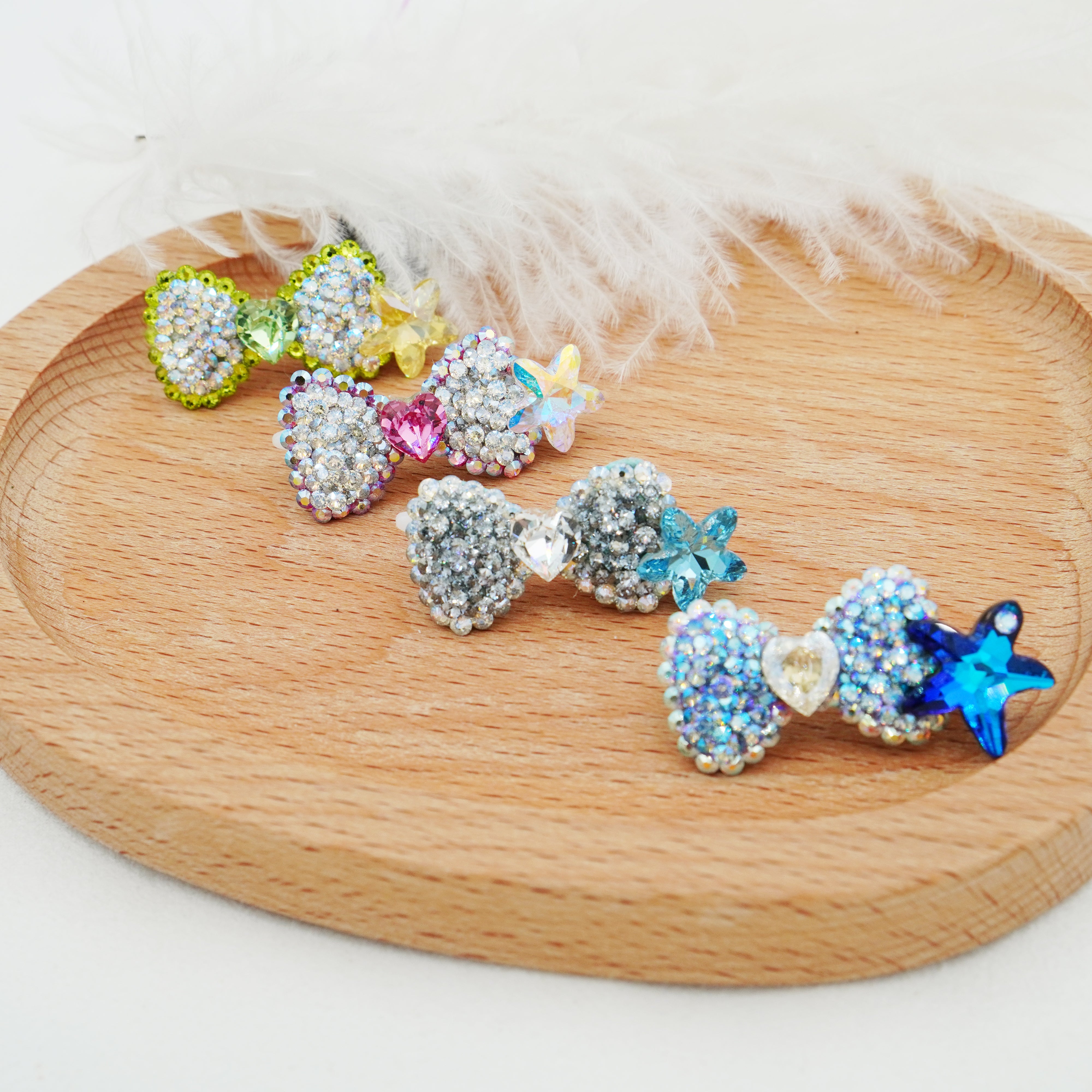 Lunapaw Starfish Structured Bow Luxury Crystal Top Clip TP25