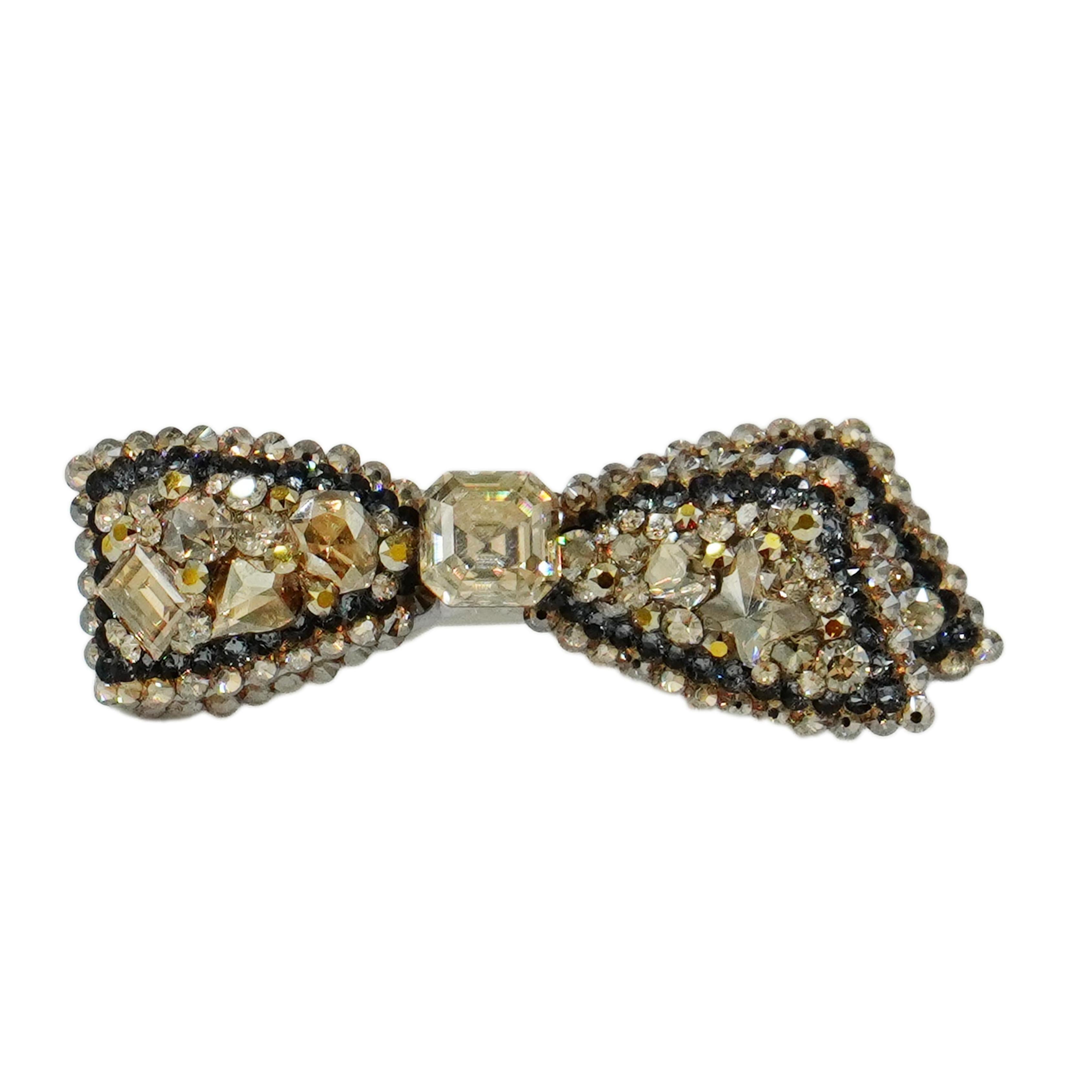 Lunapaw Structured 3D Double-Layer Ribbon Bow Luxury Crystal Top Clip TP31