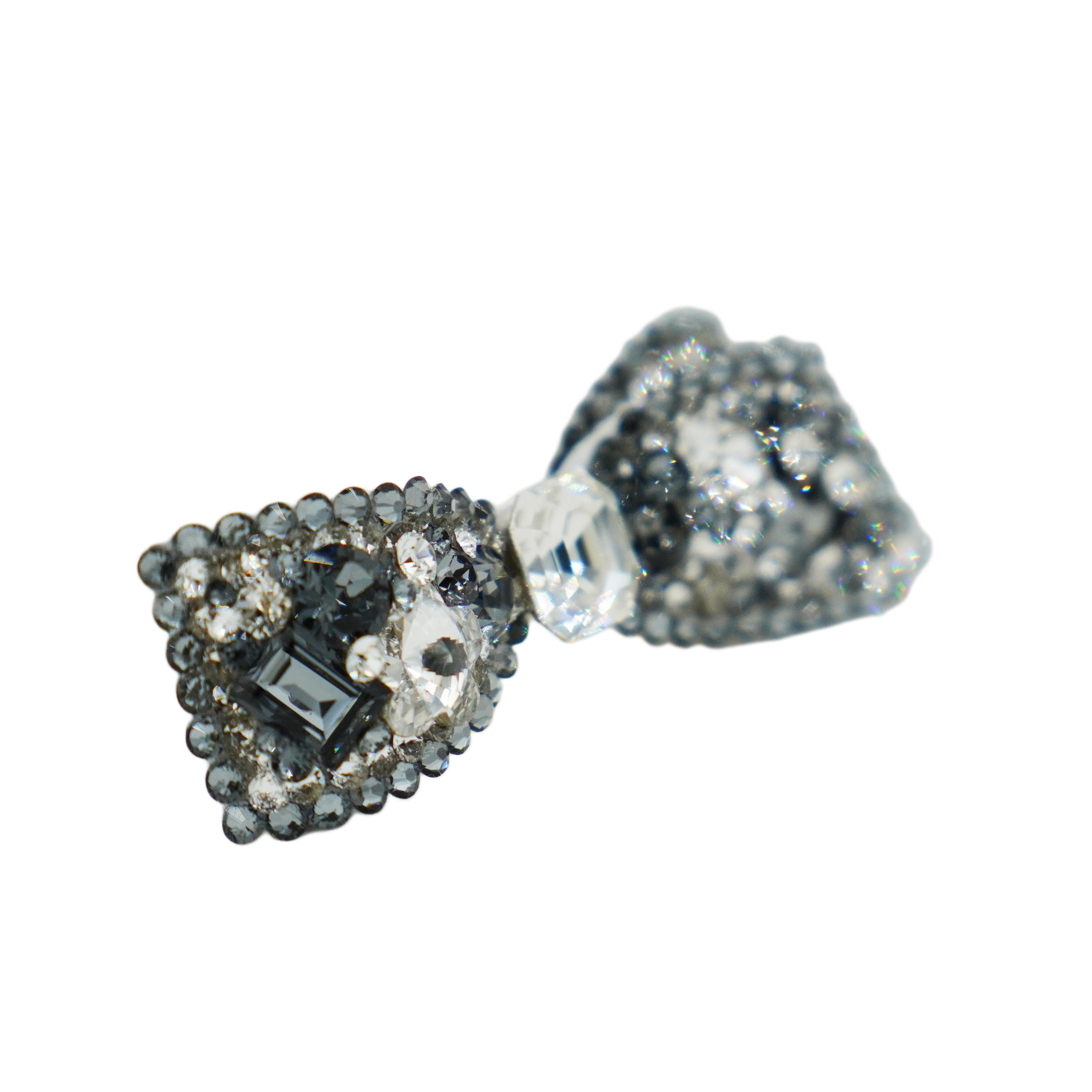 Lunapaw Structured 3D Double-Layer Ribbon Bow Luxury Crystal Top Clip TP31