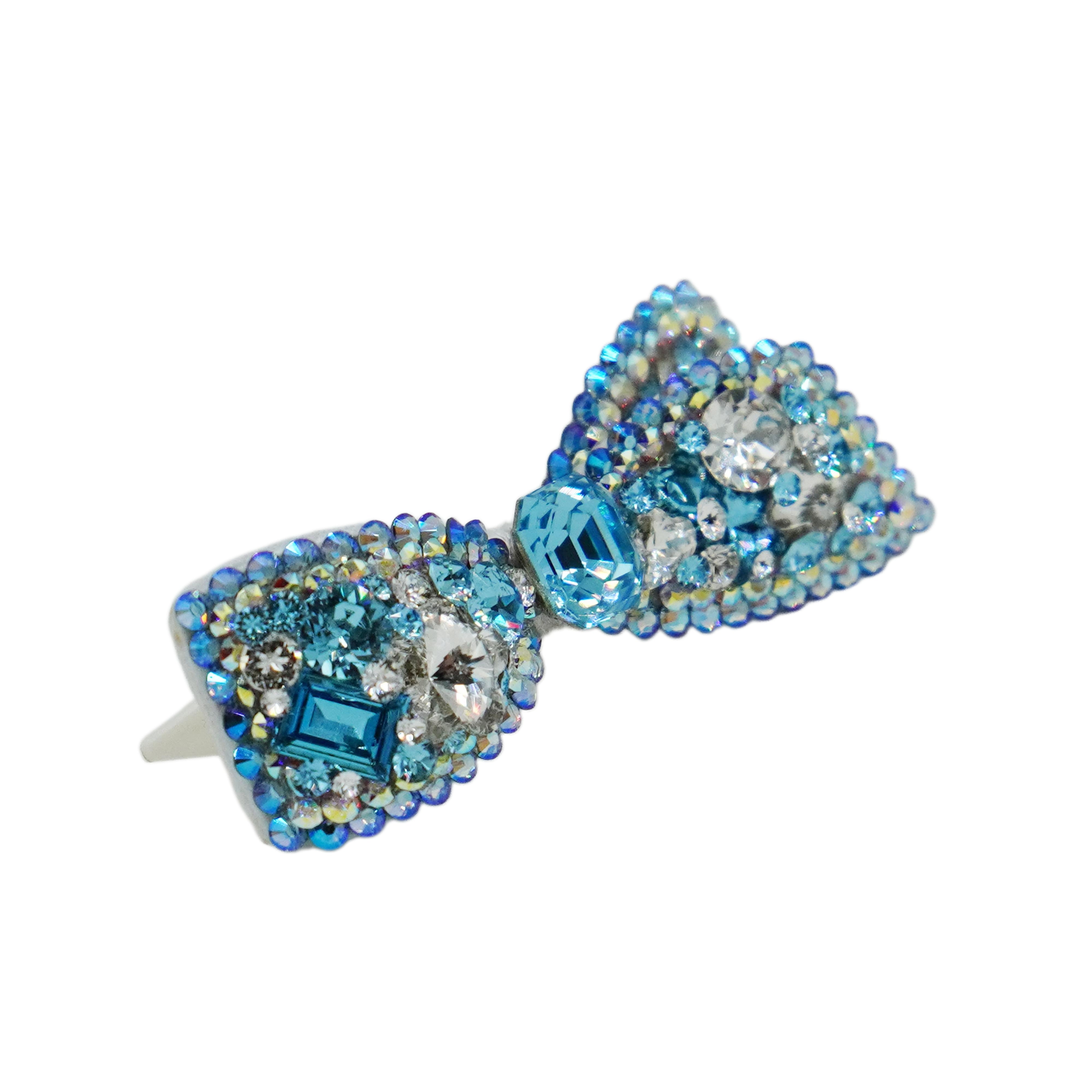 Lunapaw Structured 3D Double-Layer Ribbon Bow Luxury Crystal Top Clip TP31