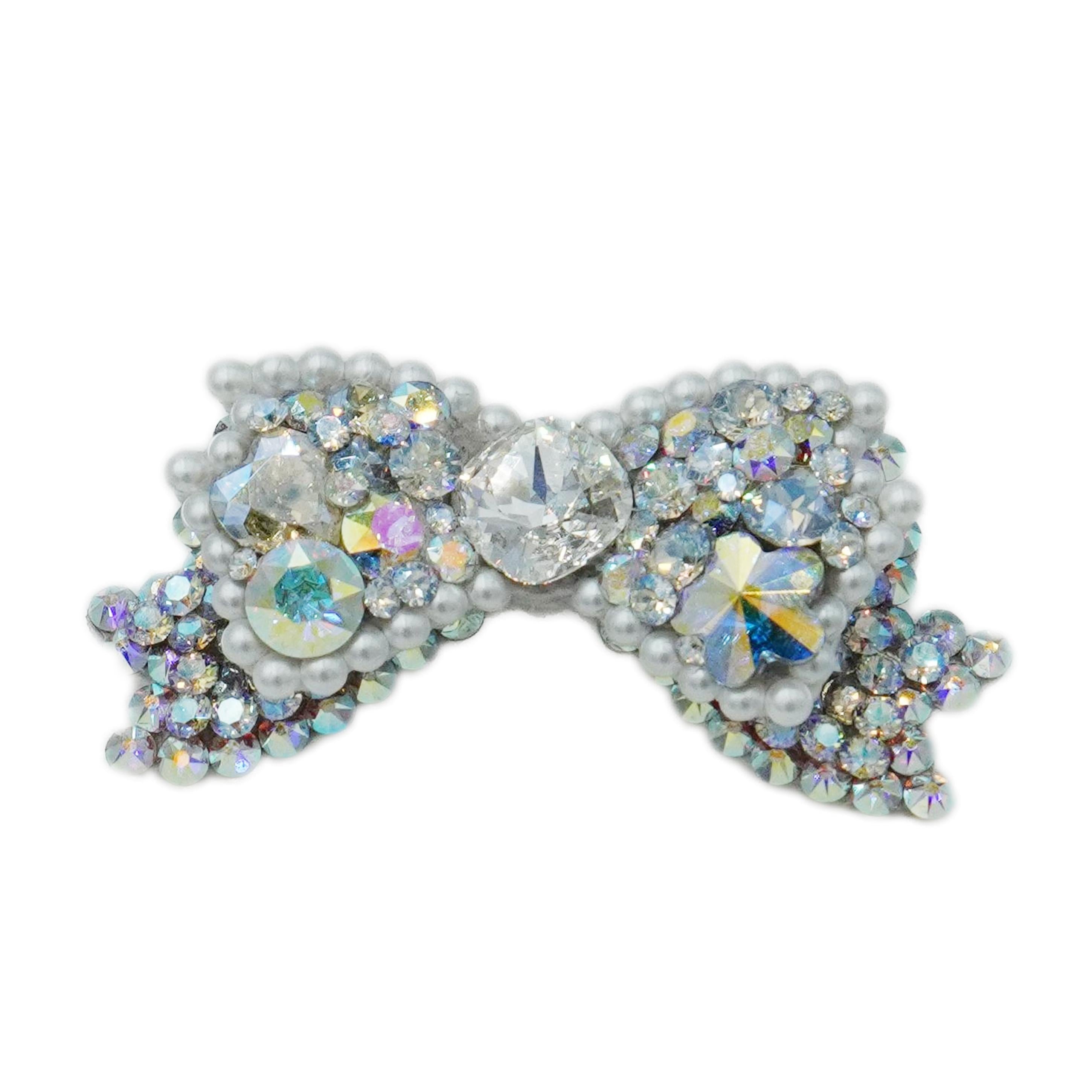 Lunapaw 3D Structured Double-Layer Bow Luxury Crystal Top Clip TP16