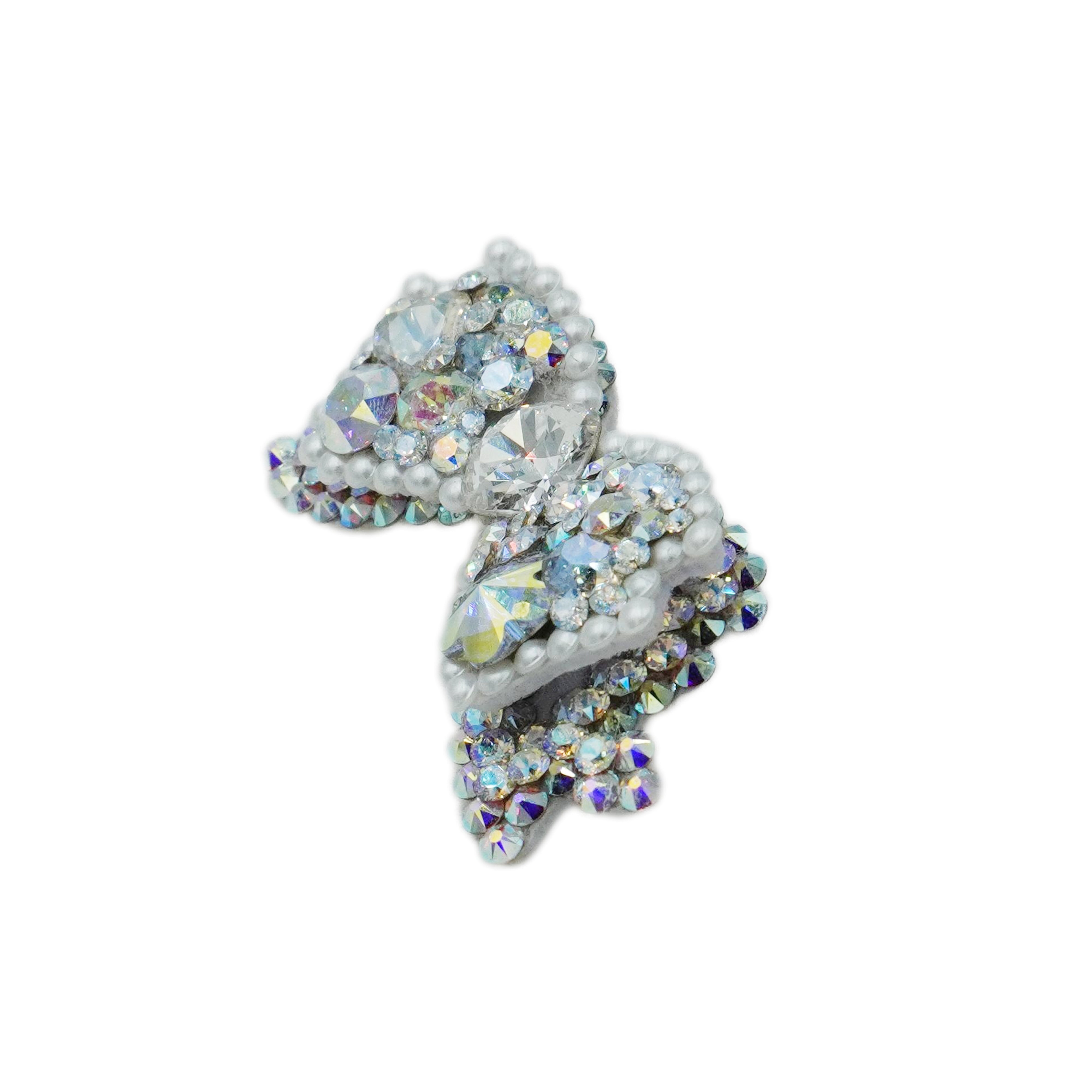 Lunapaw 3D Structured Double-Layer Bow Luxury Crystal Top Clip TP16