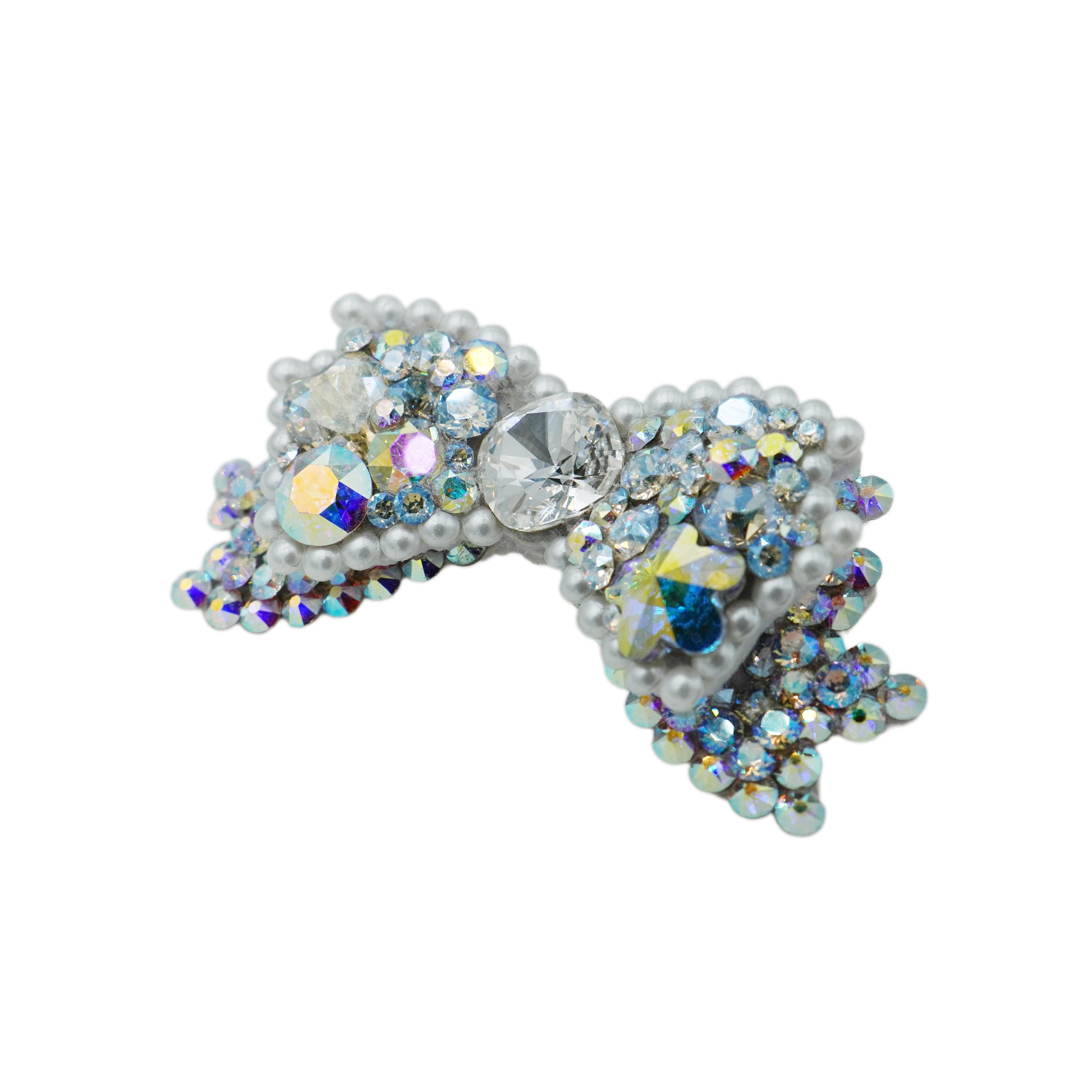 Lunapaw 3D Structured Double-Layer Bow Luxury Crystal Top Clip TP16