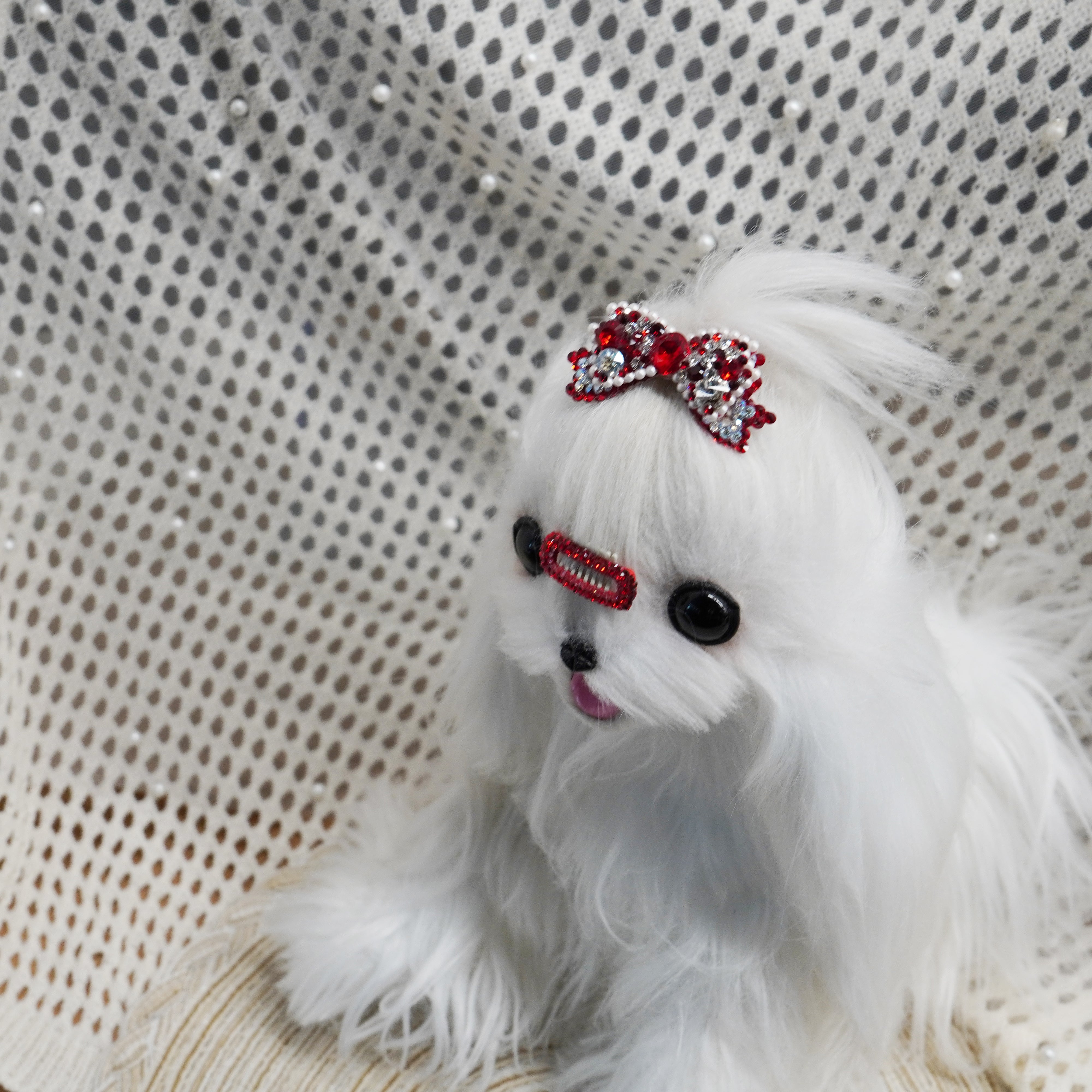 Lunapaw 3D Structured Double-Layer Bow Luxury Crystal Top Clip TP16