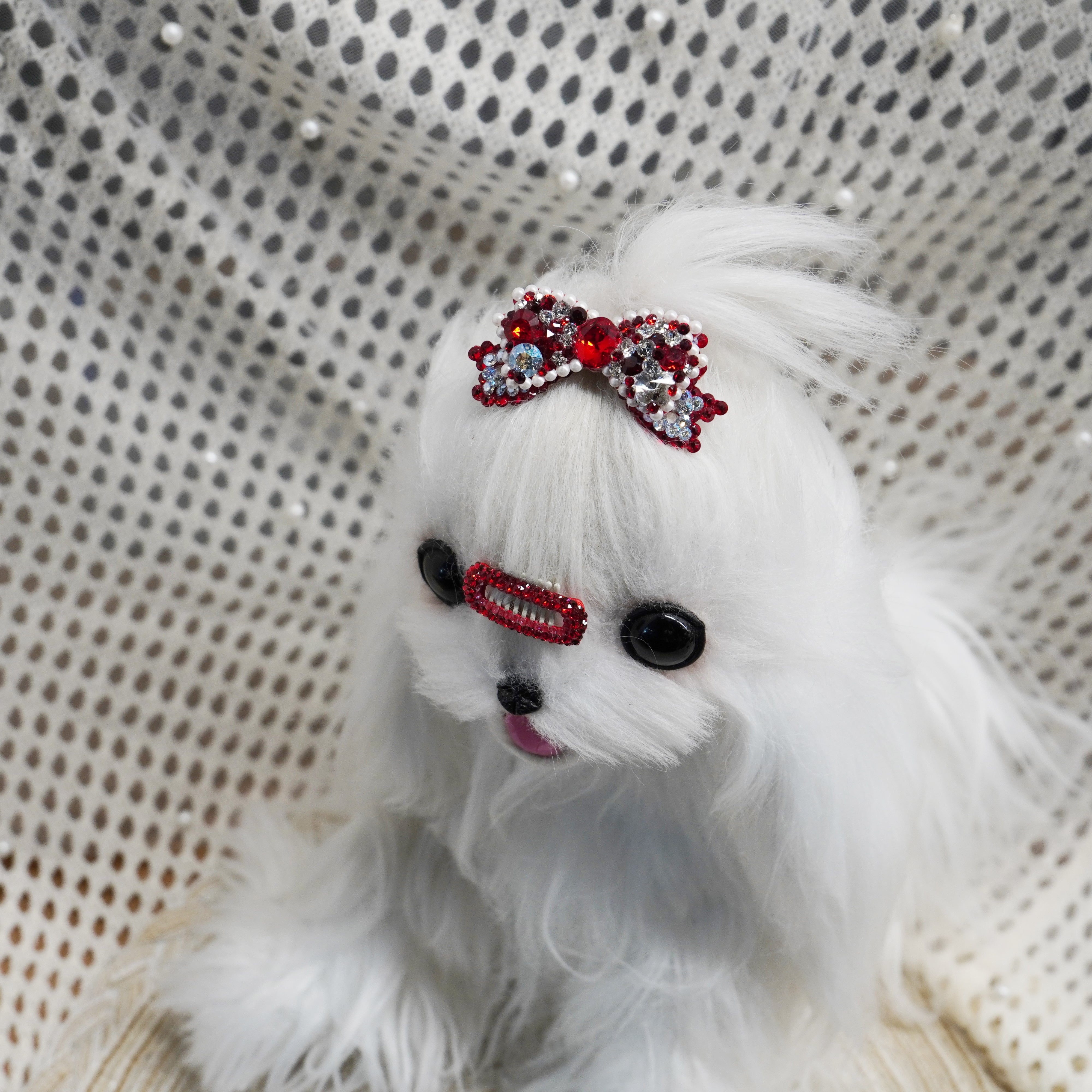 Lunapaw 3D Structured Double-Layer Bow Luxury Crystal Top Clip TP16