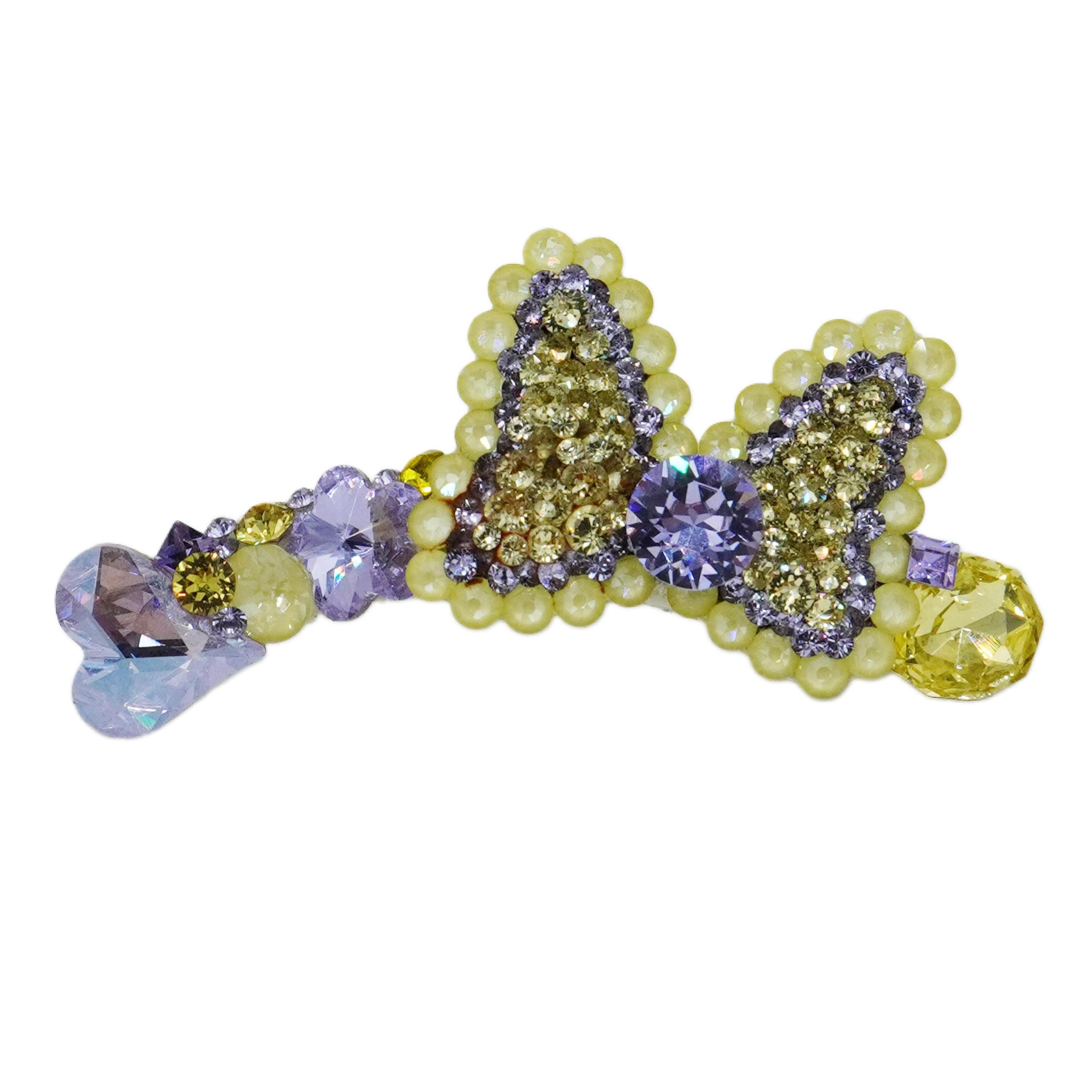 Lunapaw Structured Bow & Heart Luxury Crystal Headband HB35