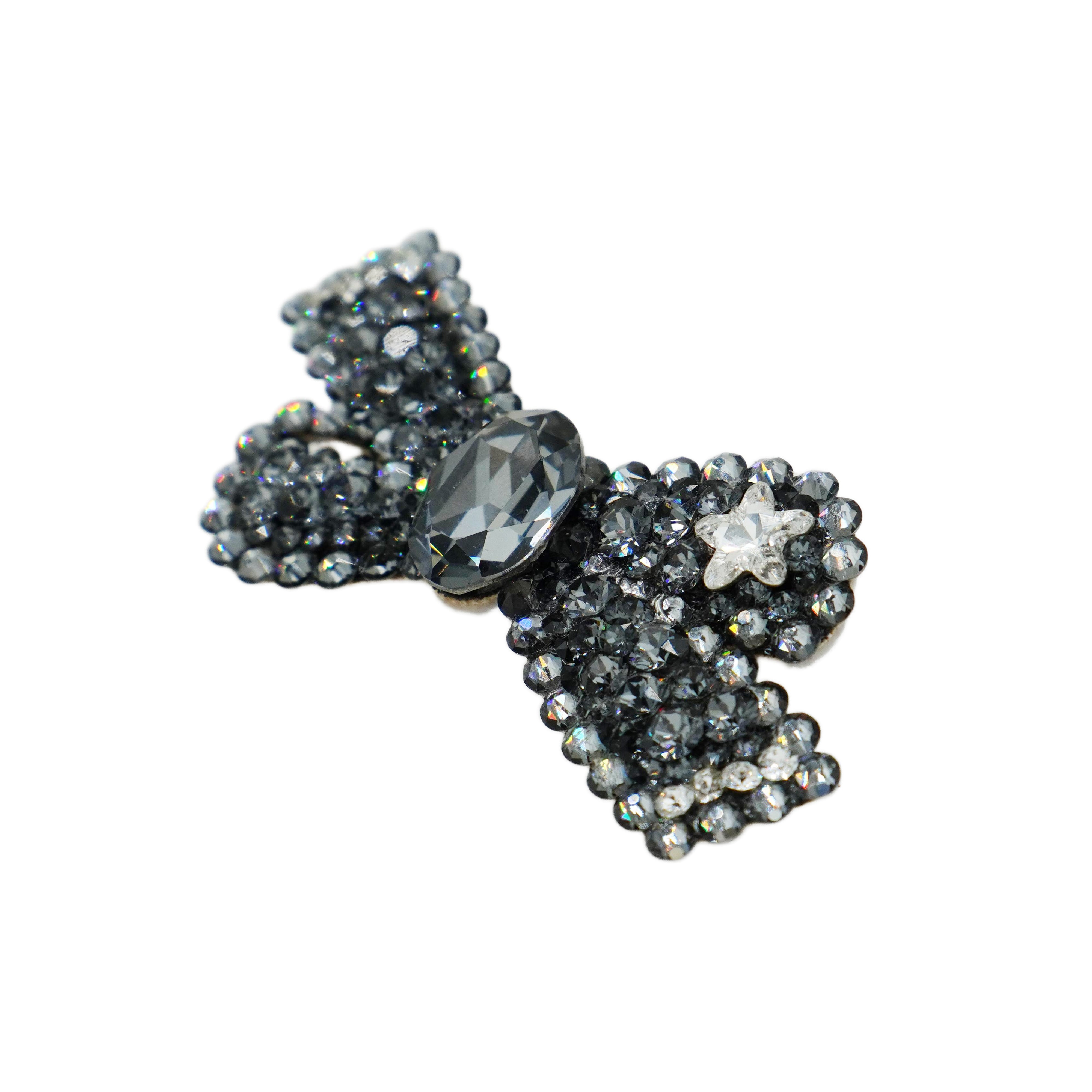 Lunapaw Structured Star Ribbon Bow Luxury Crystal Top Clip TP15