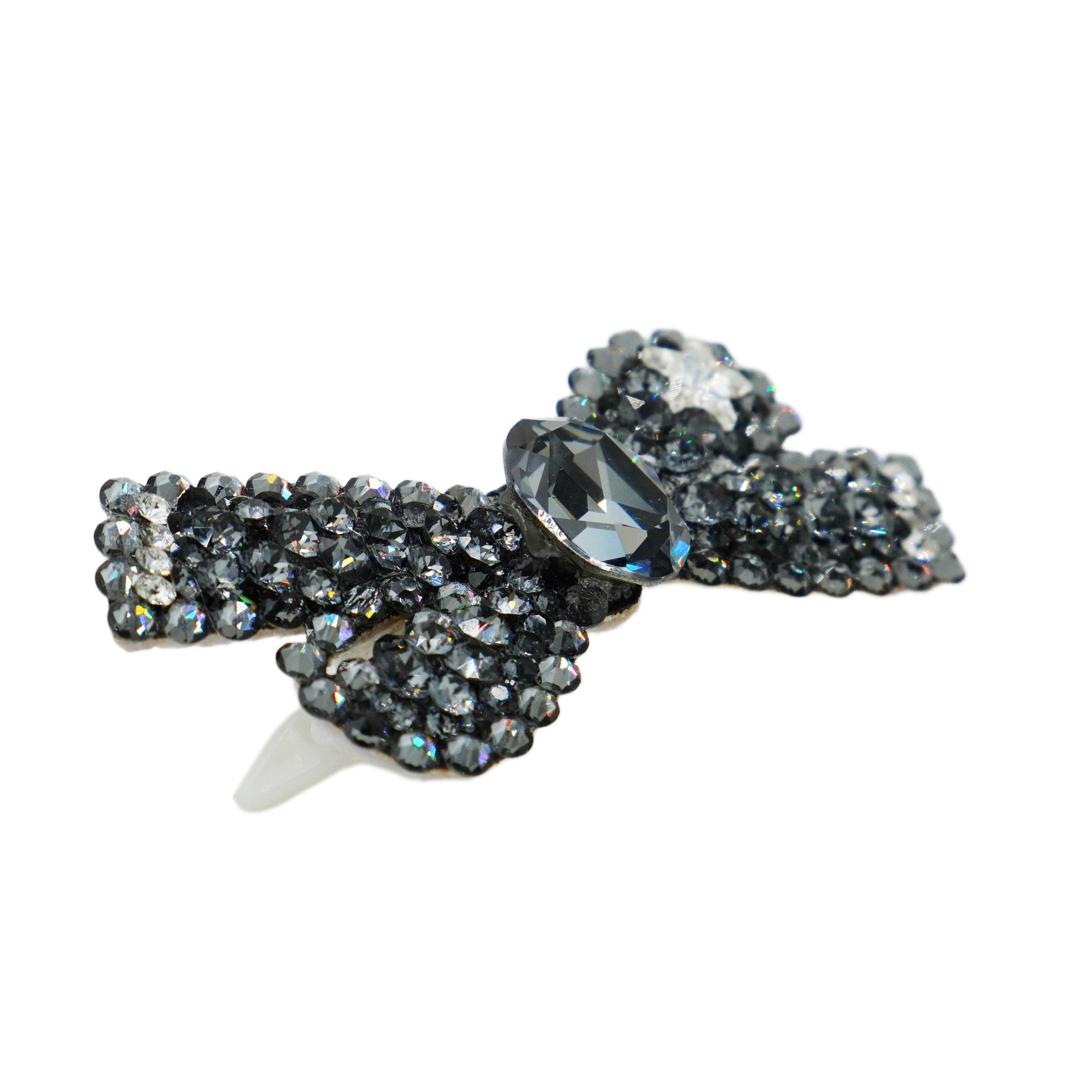 Lunapaw Structured Star Ribbon Bow Luxury Crystal Top Clip TP15