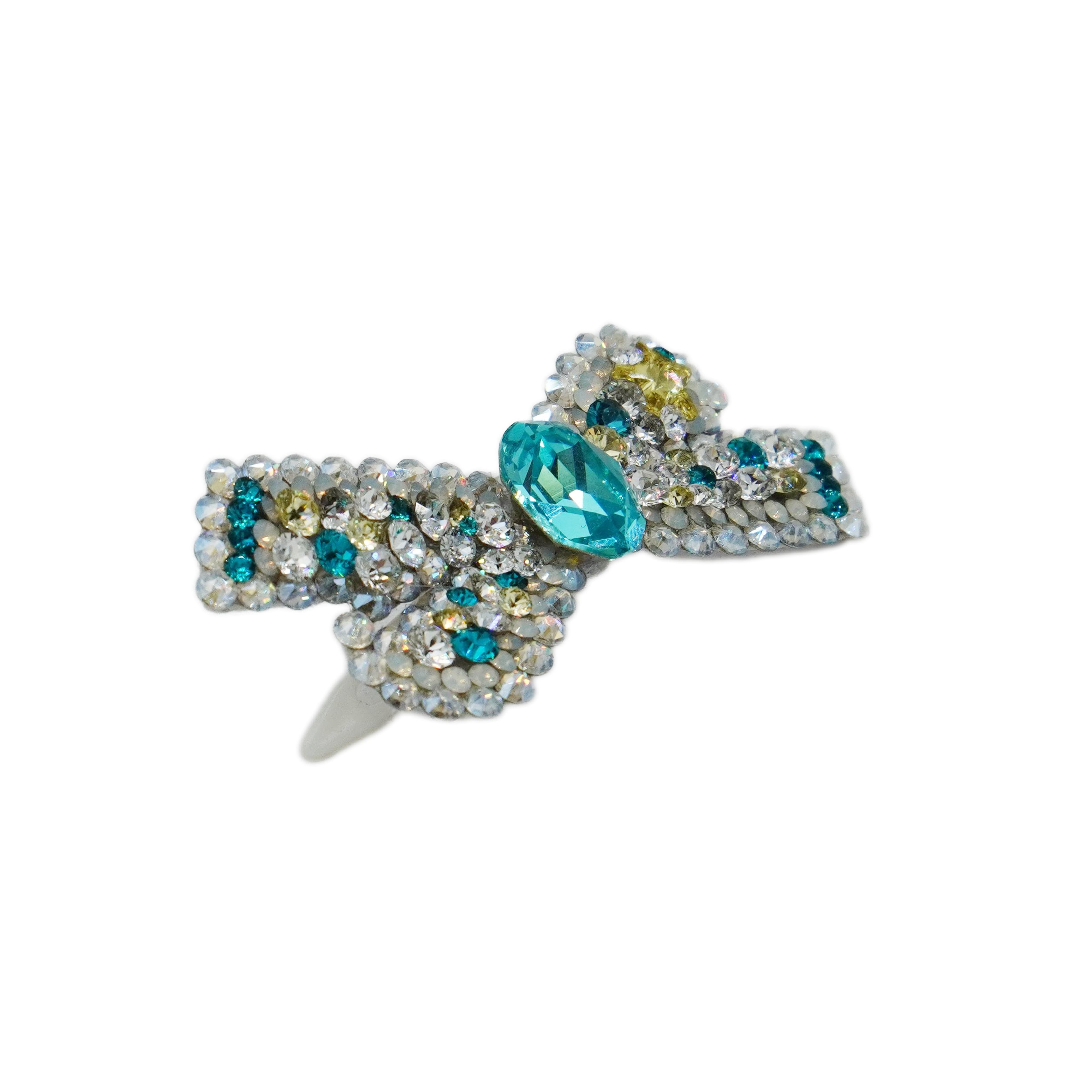 Lunapaw Structured Star Ribbon Bow Luxury Crystal Top Clip TP15