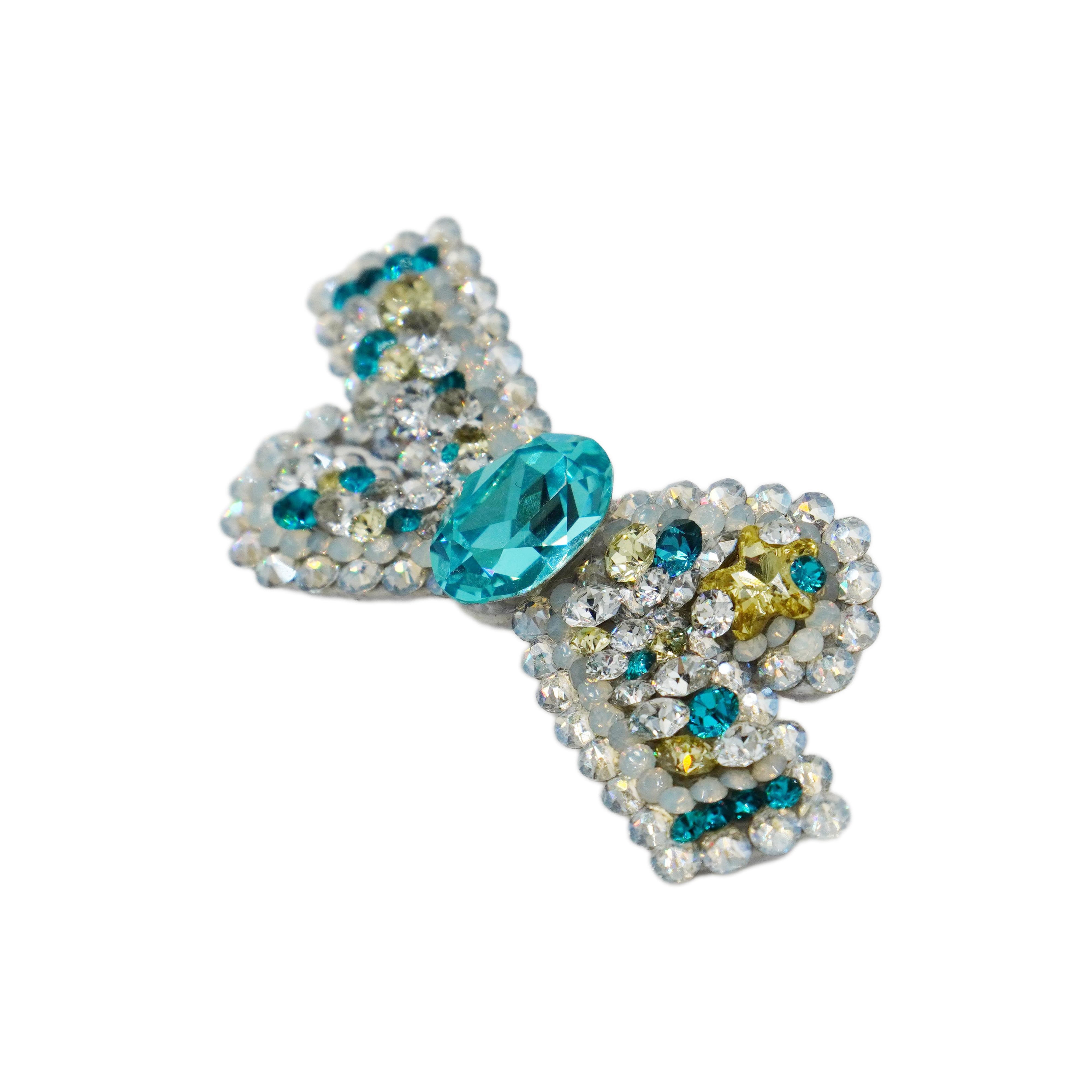 Lunapaw Structured Star Ribbon Bow Luxury Crystal Top Clip TP15