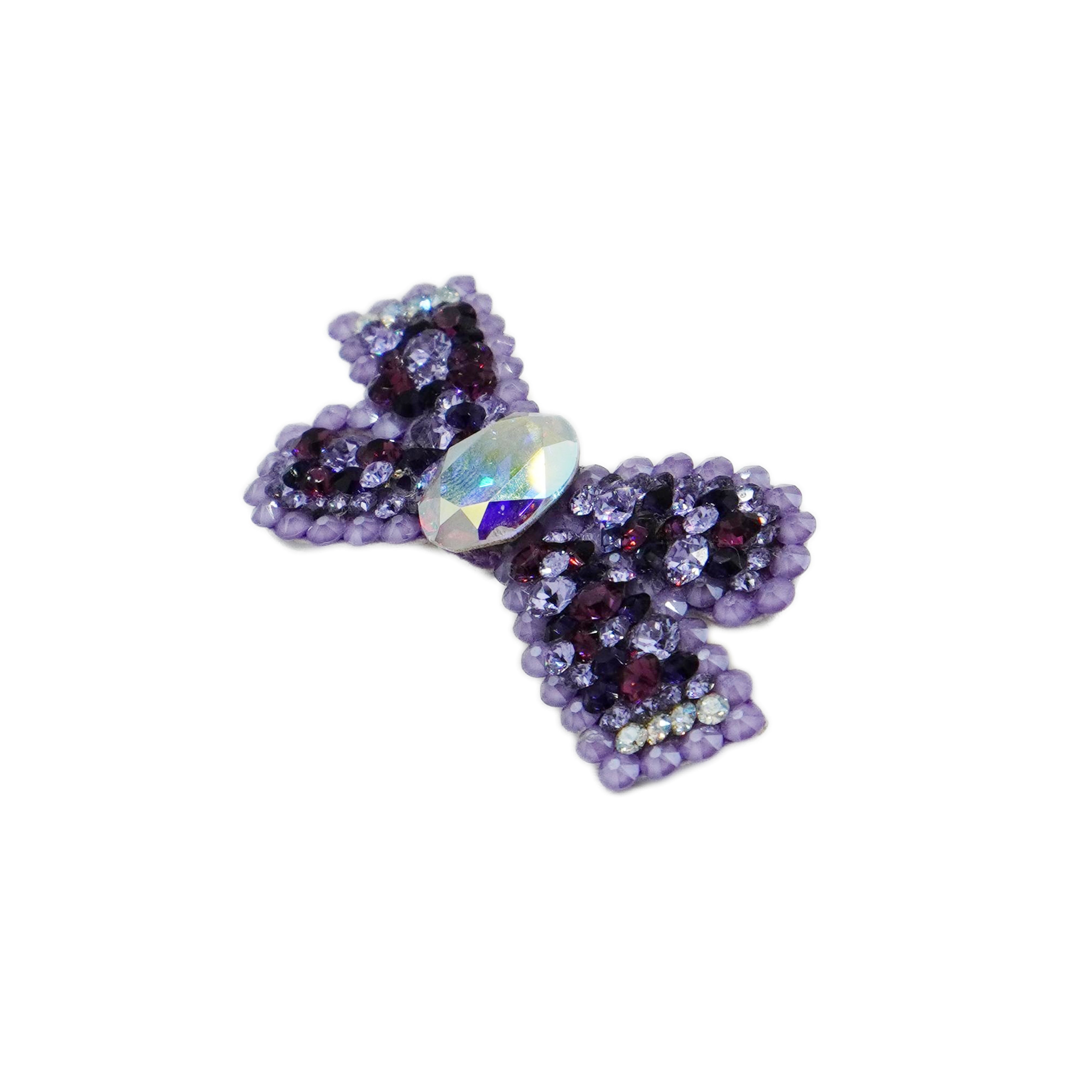 Lunapaw Structured Star Ribbon Bow Luxury Crystal Top Clip TP15