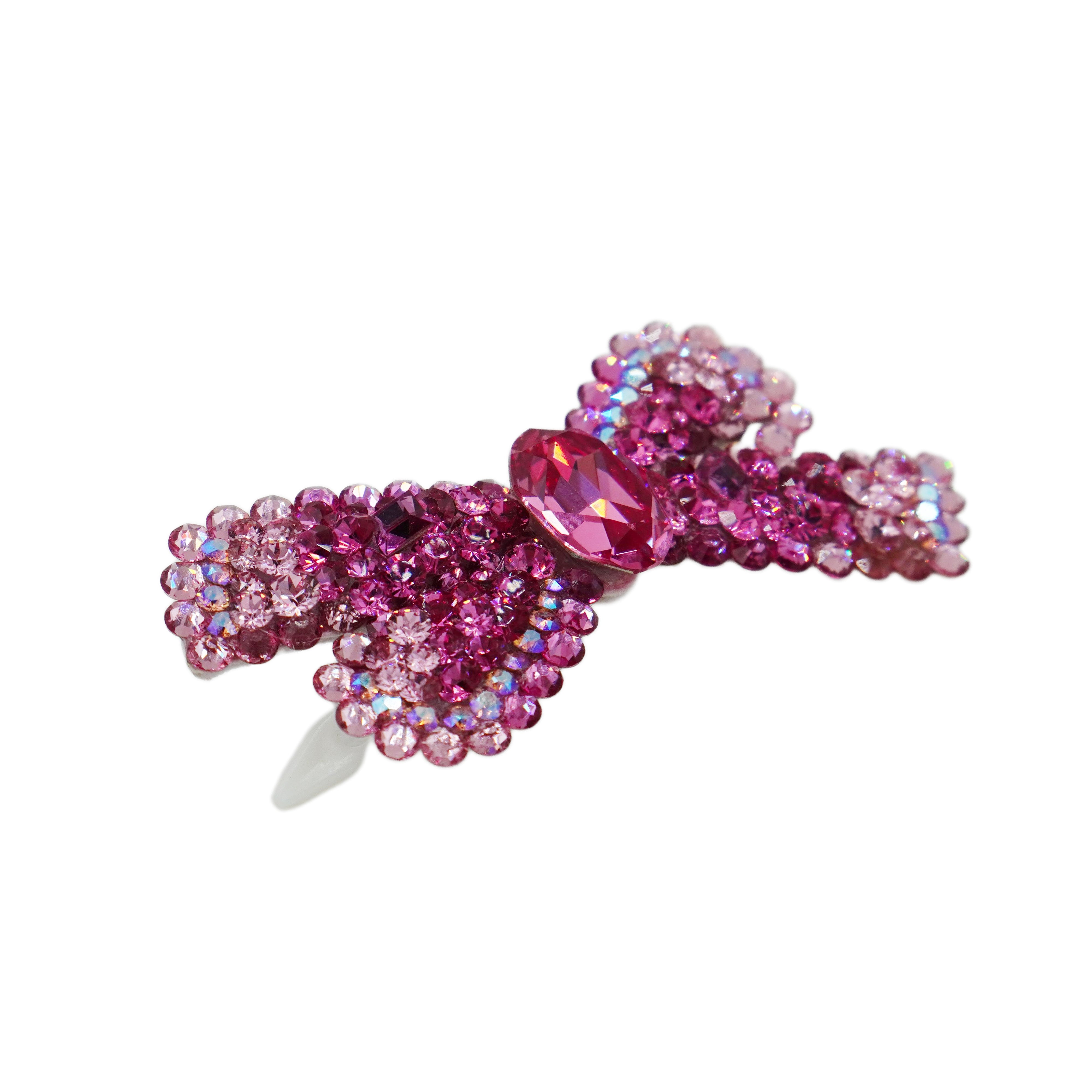 Lunapaw Structured Star Ribbon Bow Luxury Crystal Top Clip TP15