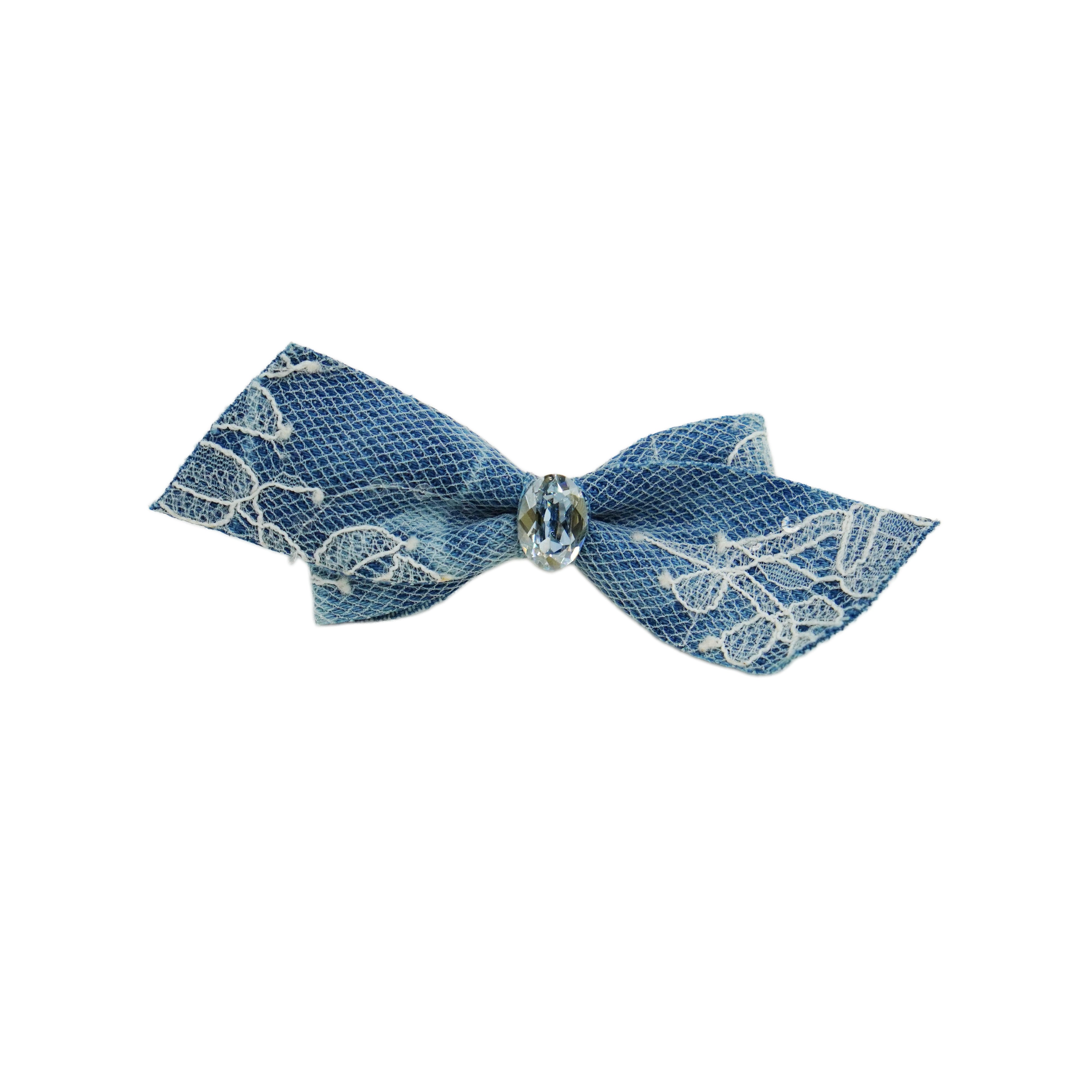 Lunapaw Sweet & Cool Denim Bow Fabric Top Clip TP2014
