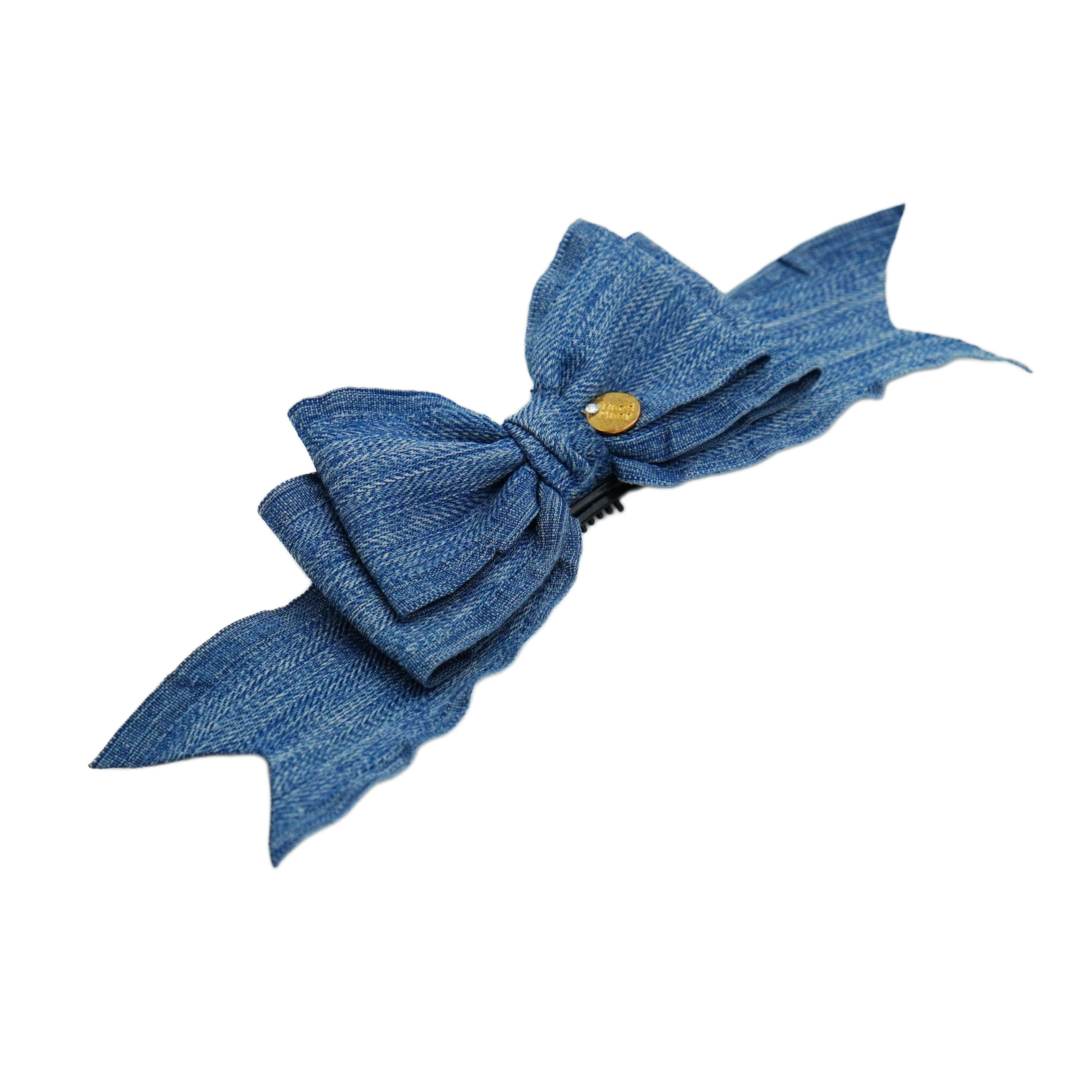 Lunapaw Sweet & Cool Denim Bow Fabric Top Clip TP2014