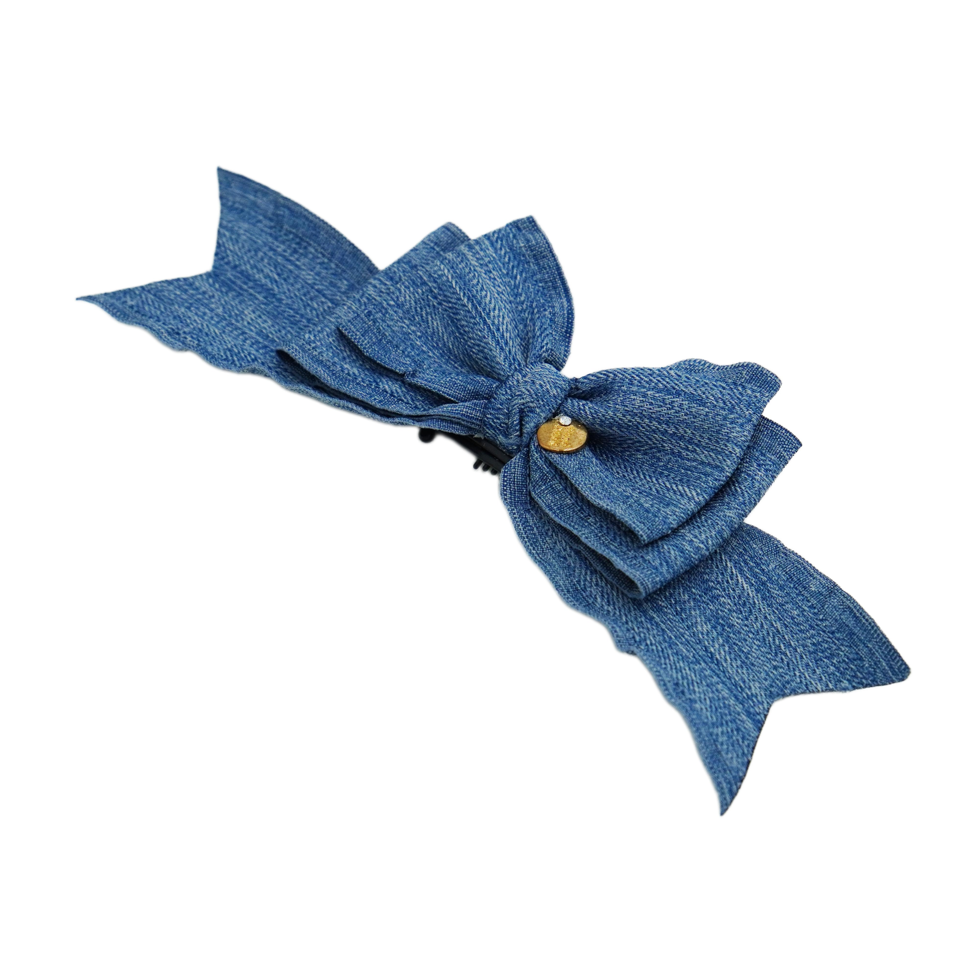 Lunapaw Sweet & Cool Denim Bow Fabric Top Clip TP2014